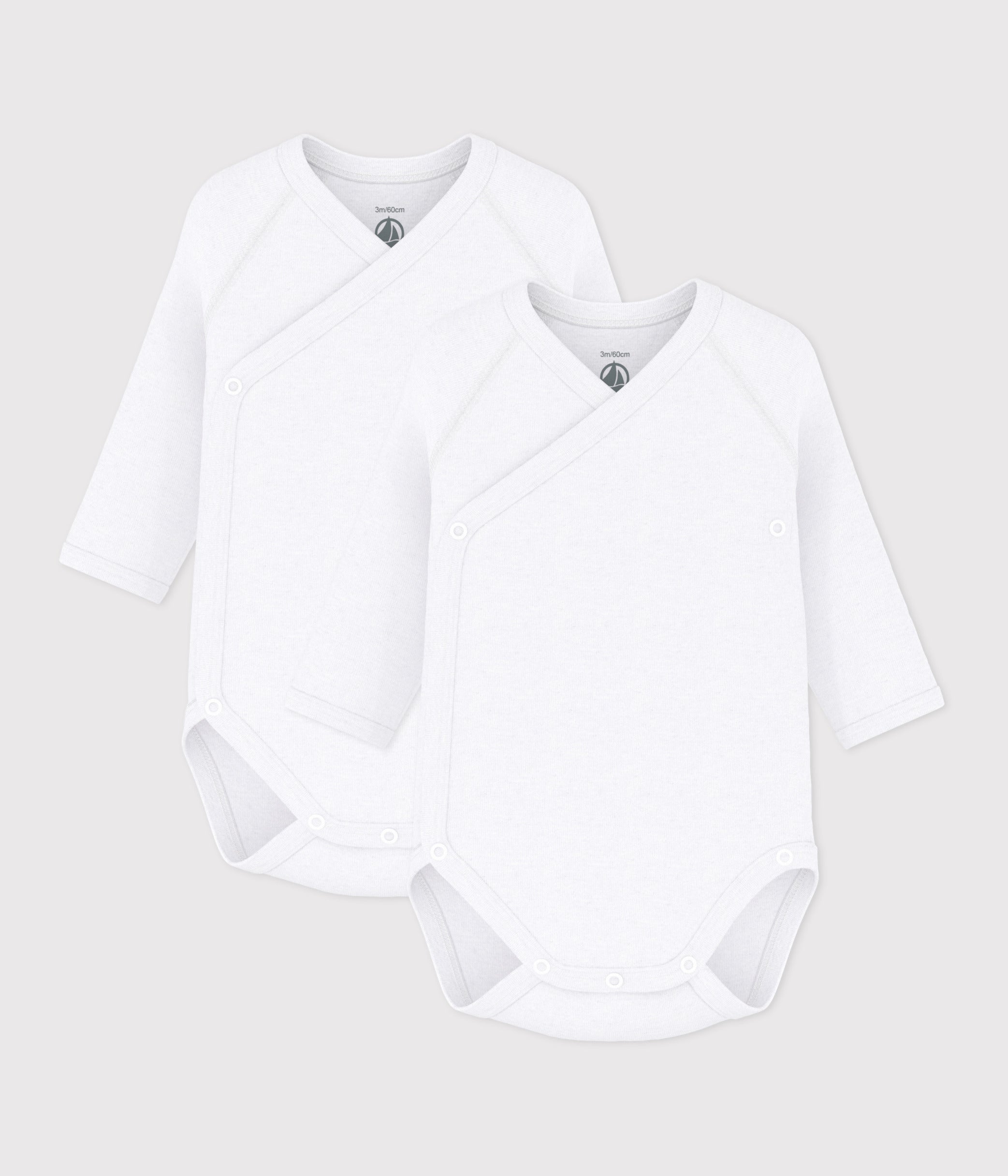 lot-de-2-bodies-croisés-manches-longues-en-coton-unis-bébé