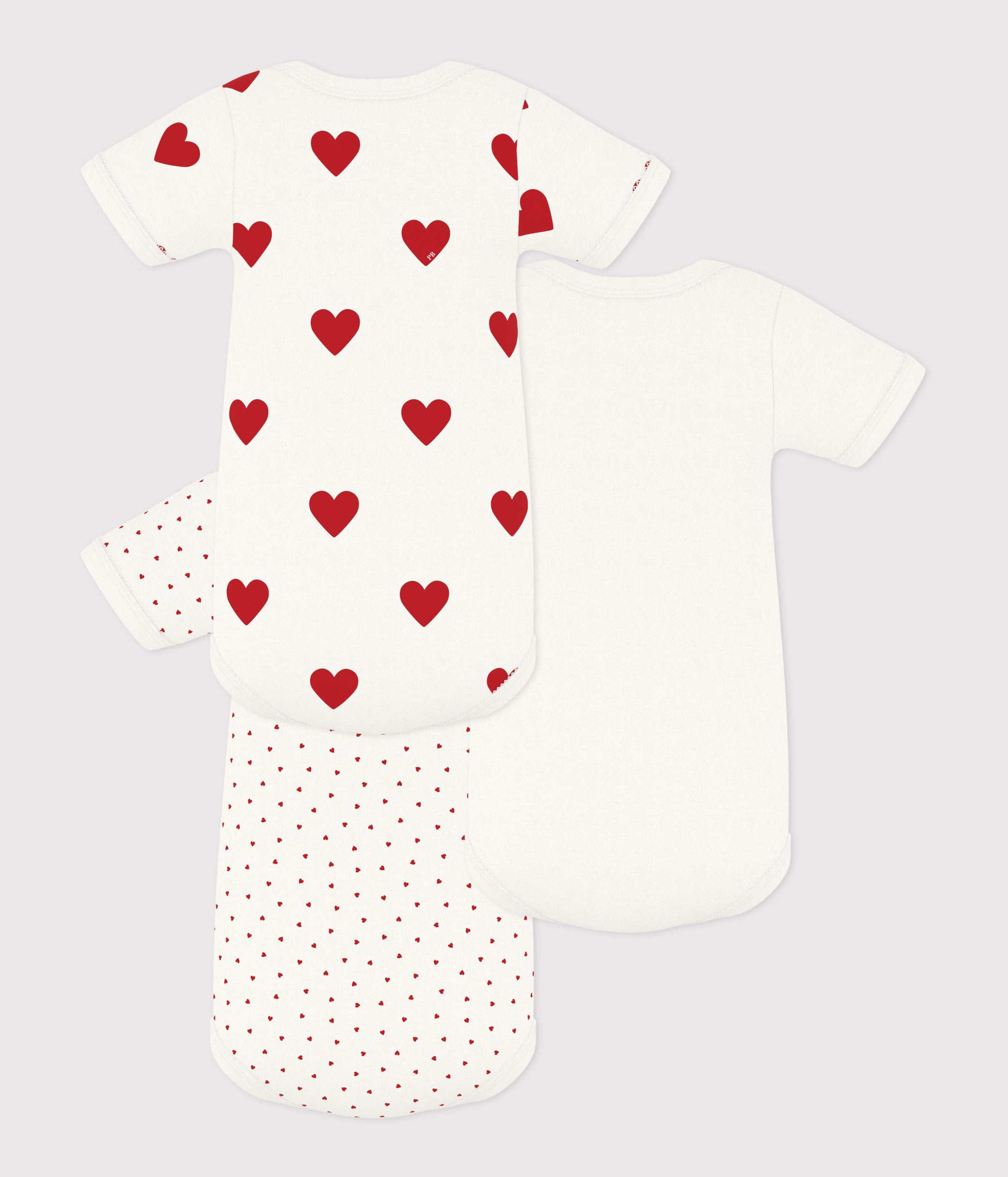 lot-de-3-bodies-cœur-rouge-manches-courtes-bébé-en-coton