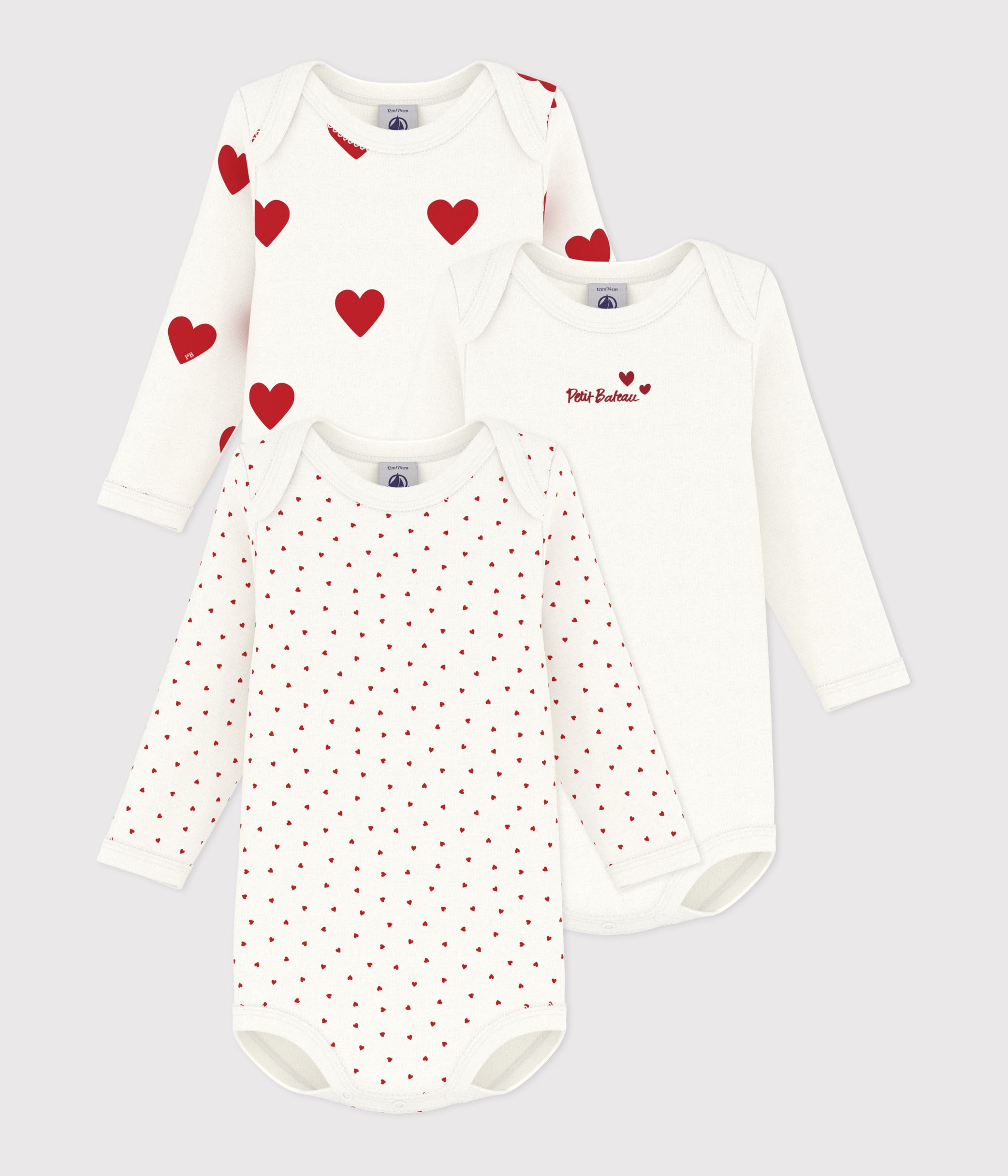 lot-de-3-bodies-manches-longues-coeur-bébé-en-coton