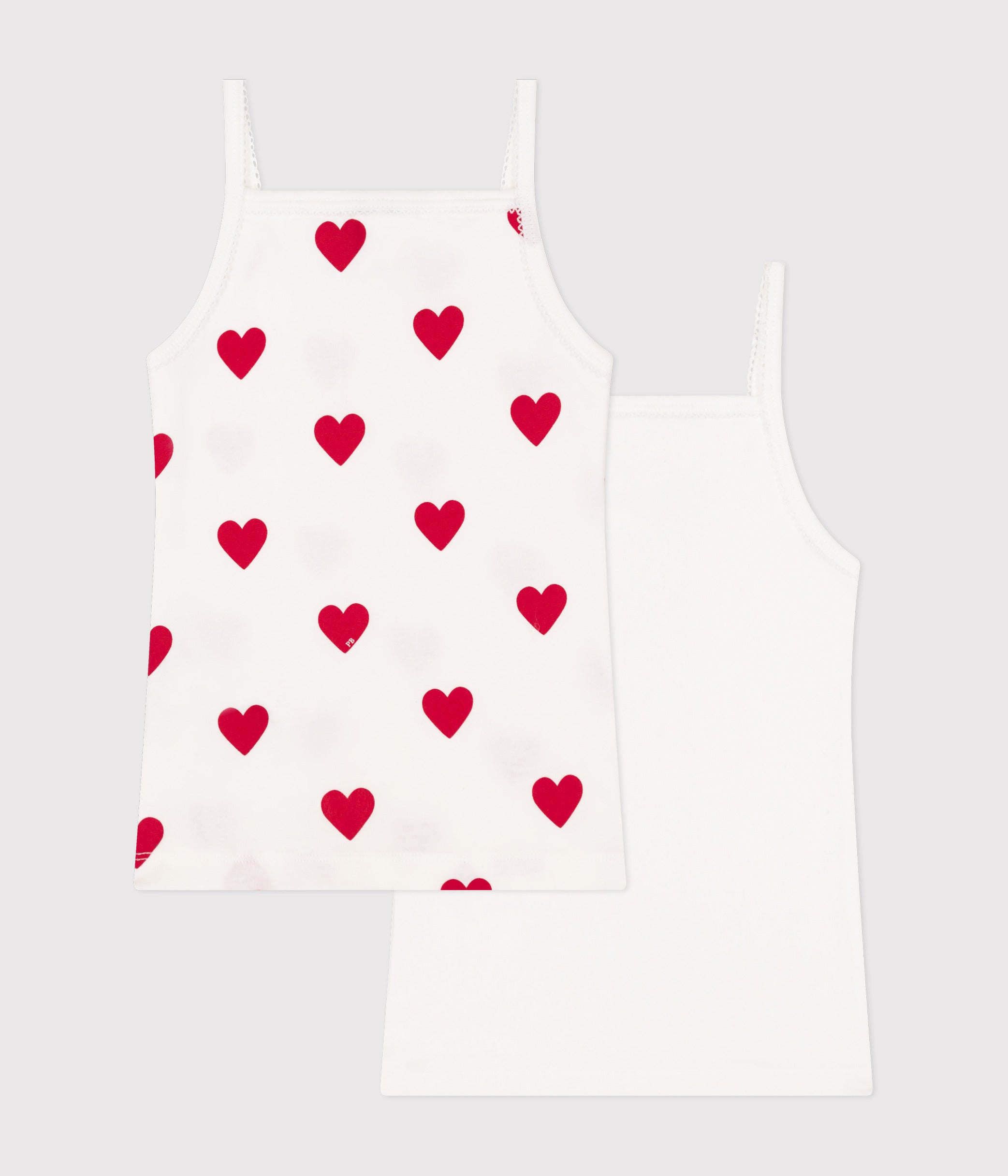 lot-de-2-chemises-à-bretelles-cœur-petite-fille-en-coton