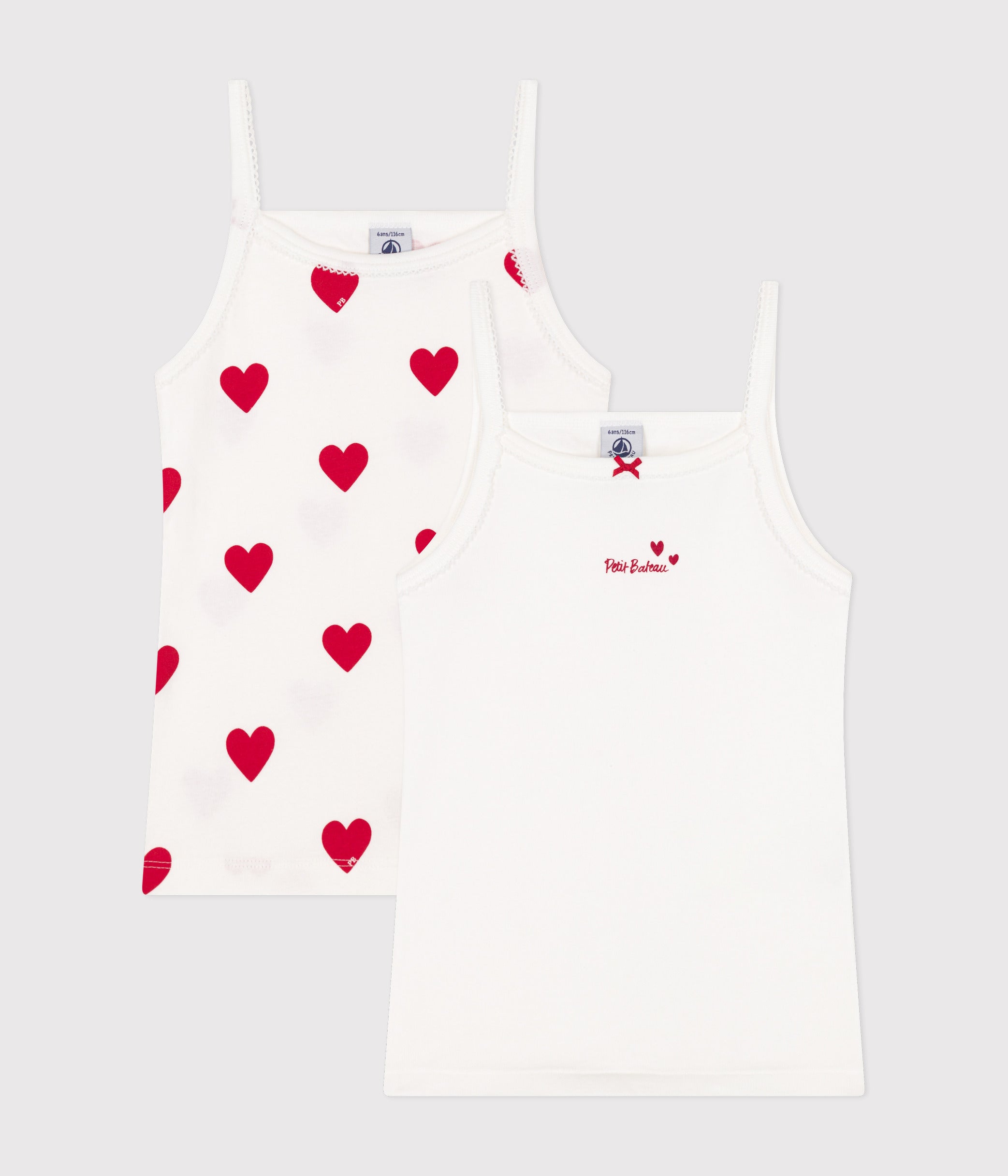 lot-de-2-chemises-à-bretelles-cœur-petite-fille-en-coton