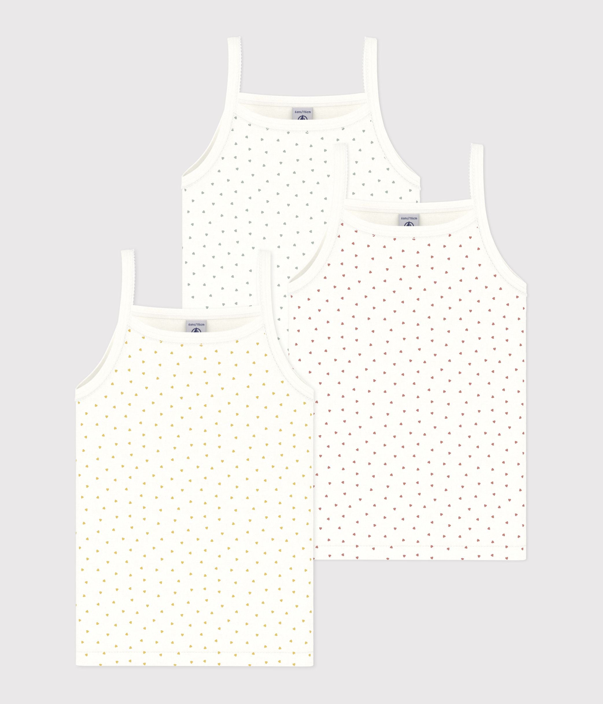 lot-de-3-chemises-à-bretelles-petits-coeurs-en-coton-petite-fille