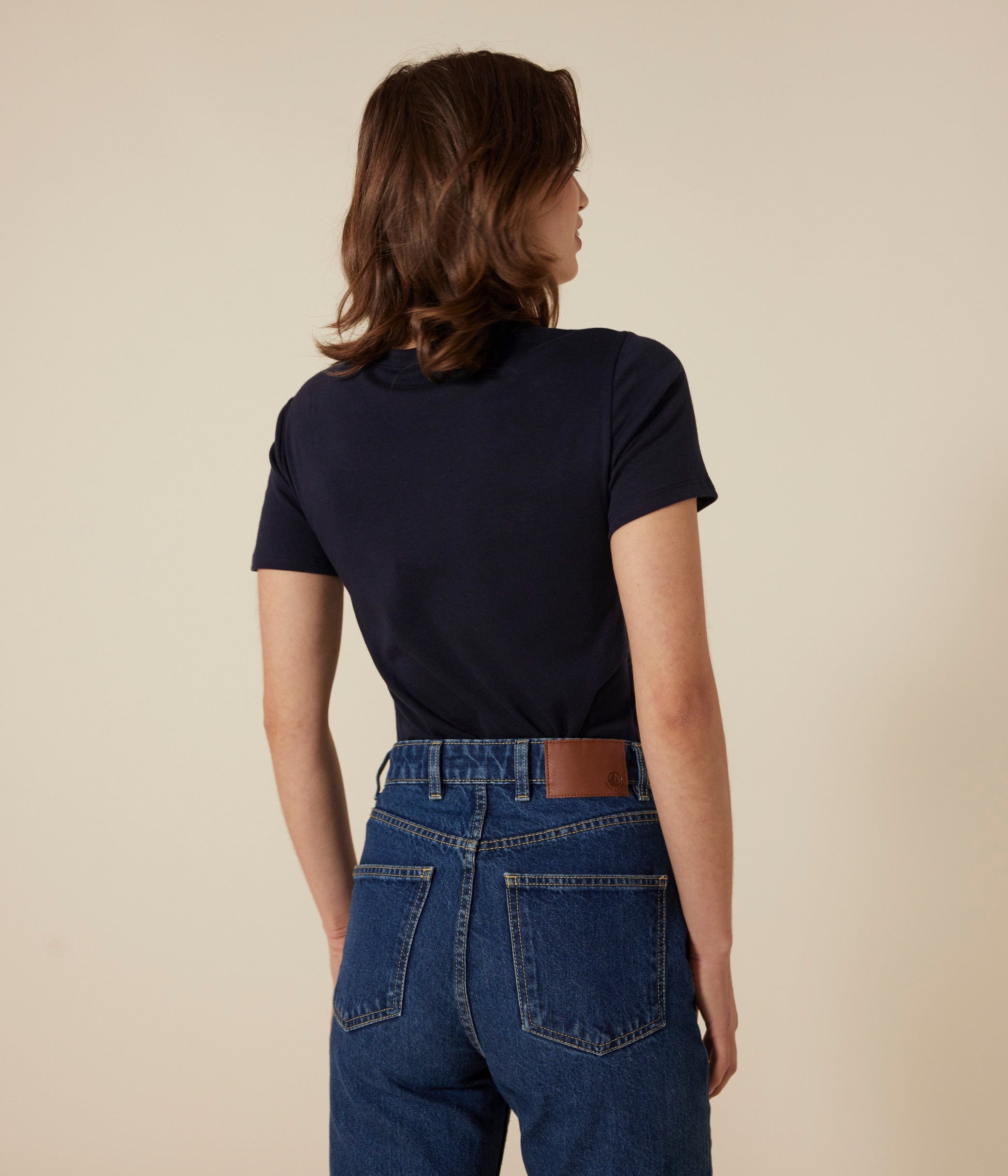 tee-shirt-col-rond-l-iconique-manches-courtes-en-côte-unie-femme