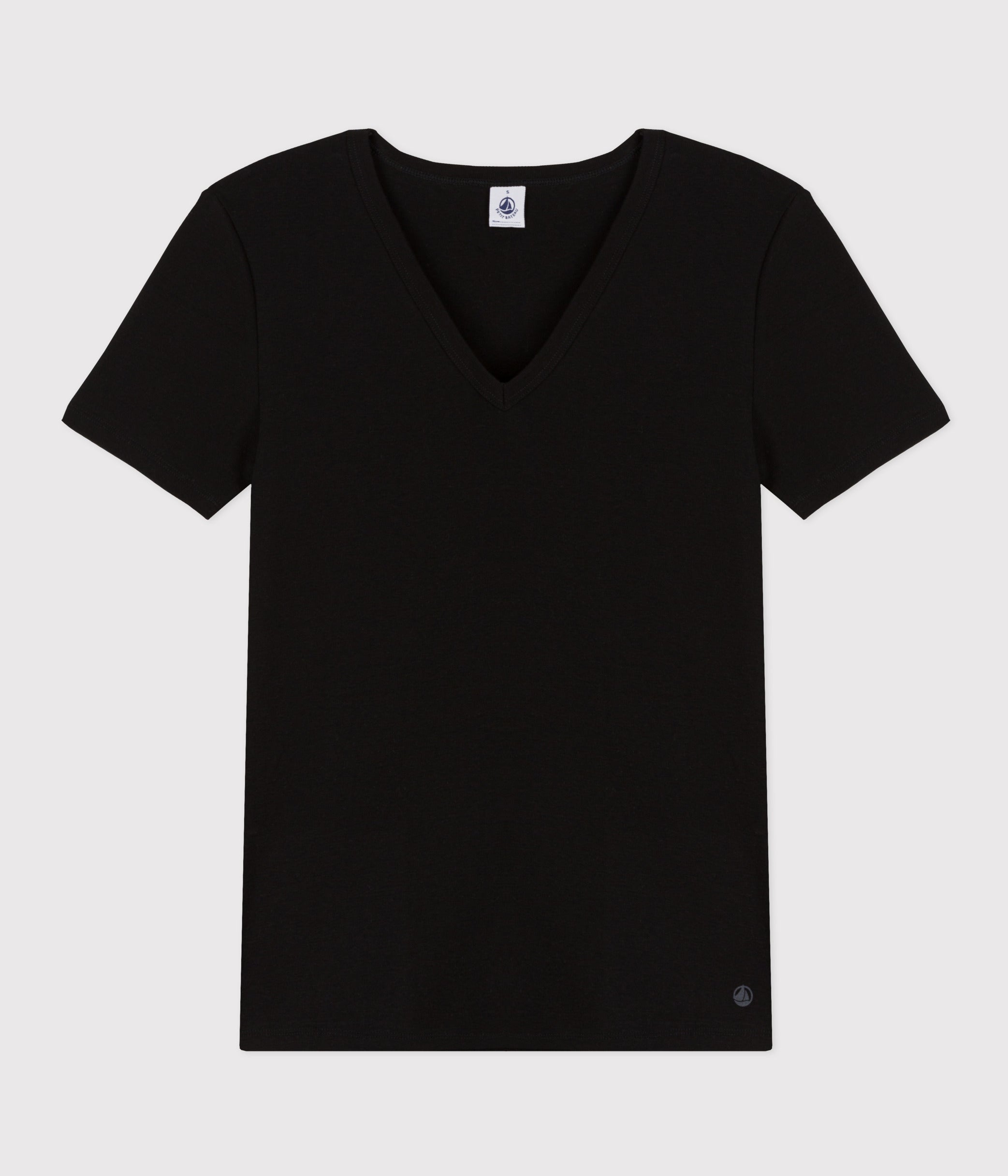 tee-shirt-col-v-l-iconique-manches-courtes-en-côte-unie