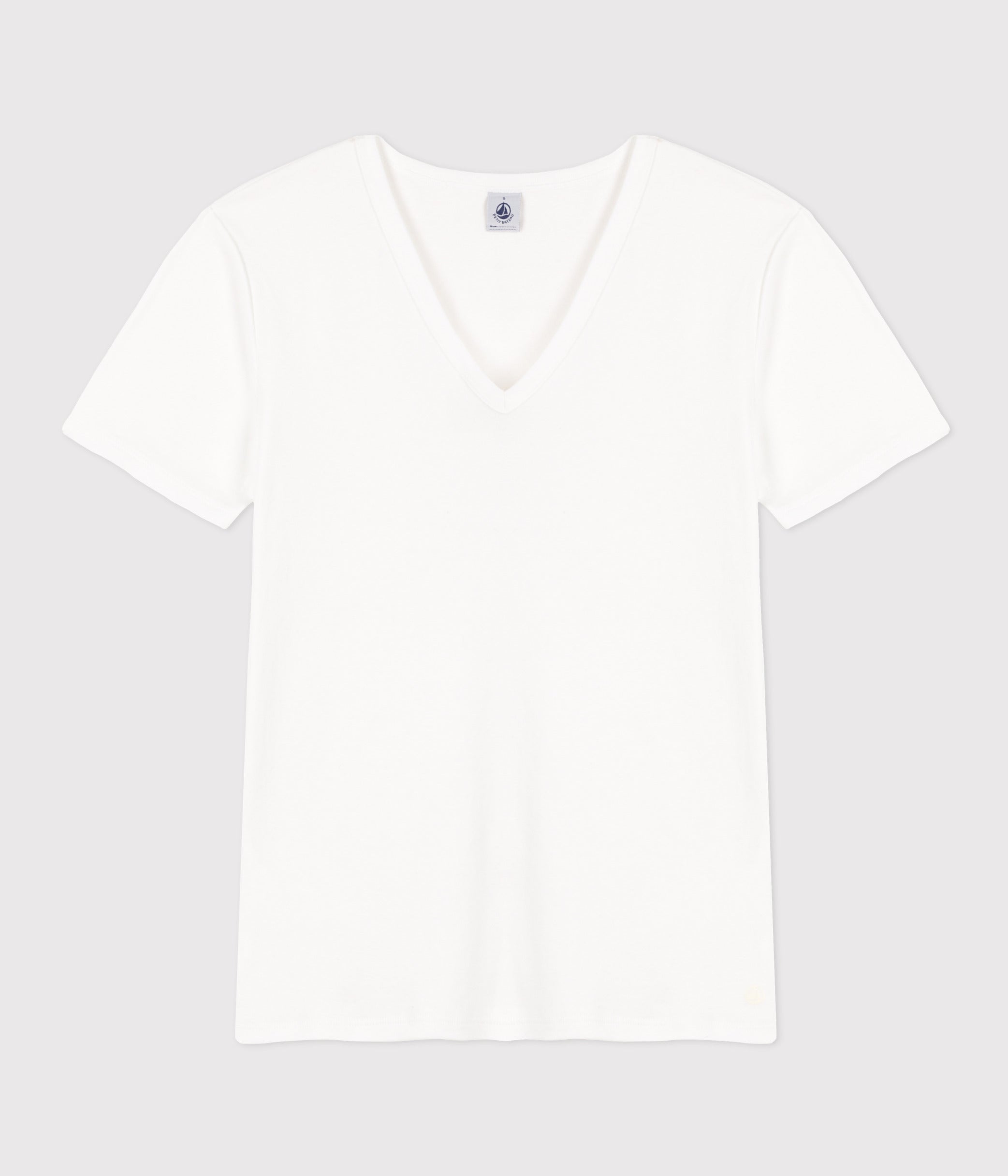 tee-shirt-col-v-l-iconique-manches-courtes-en-côte-unie