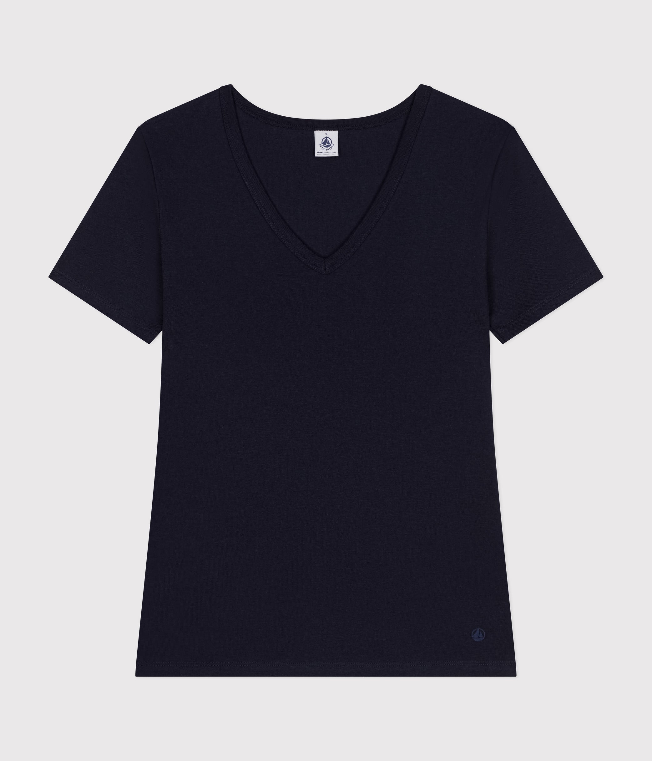 tee-shirt-col-v-l-iconique-manches-courtes-en-côte-unie-femme