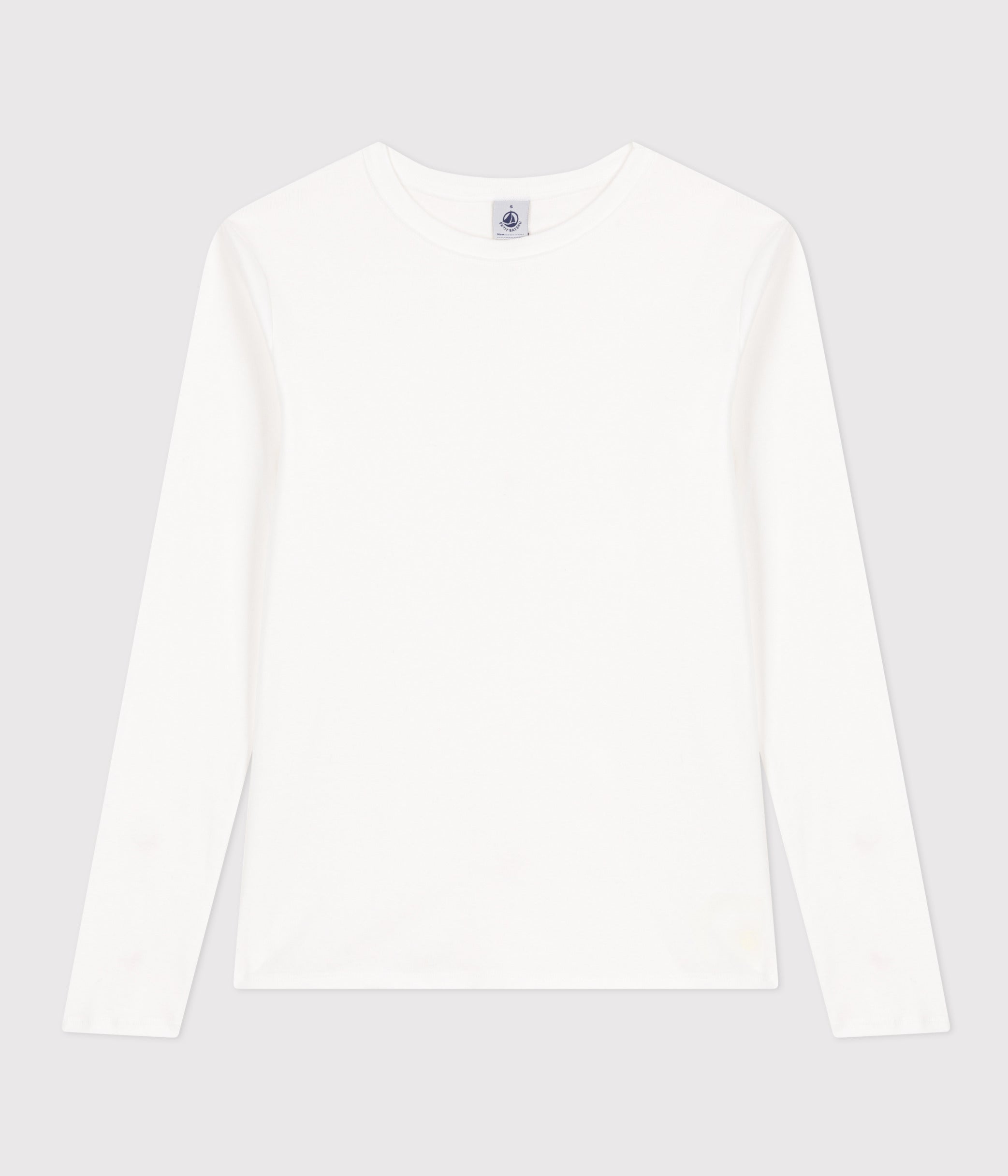 tee-shirt-col-rond-l-iconique-manches-longues-en-côte-unie-femme