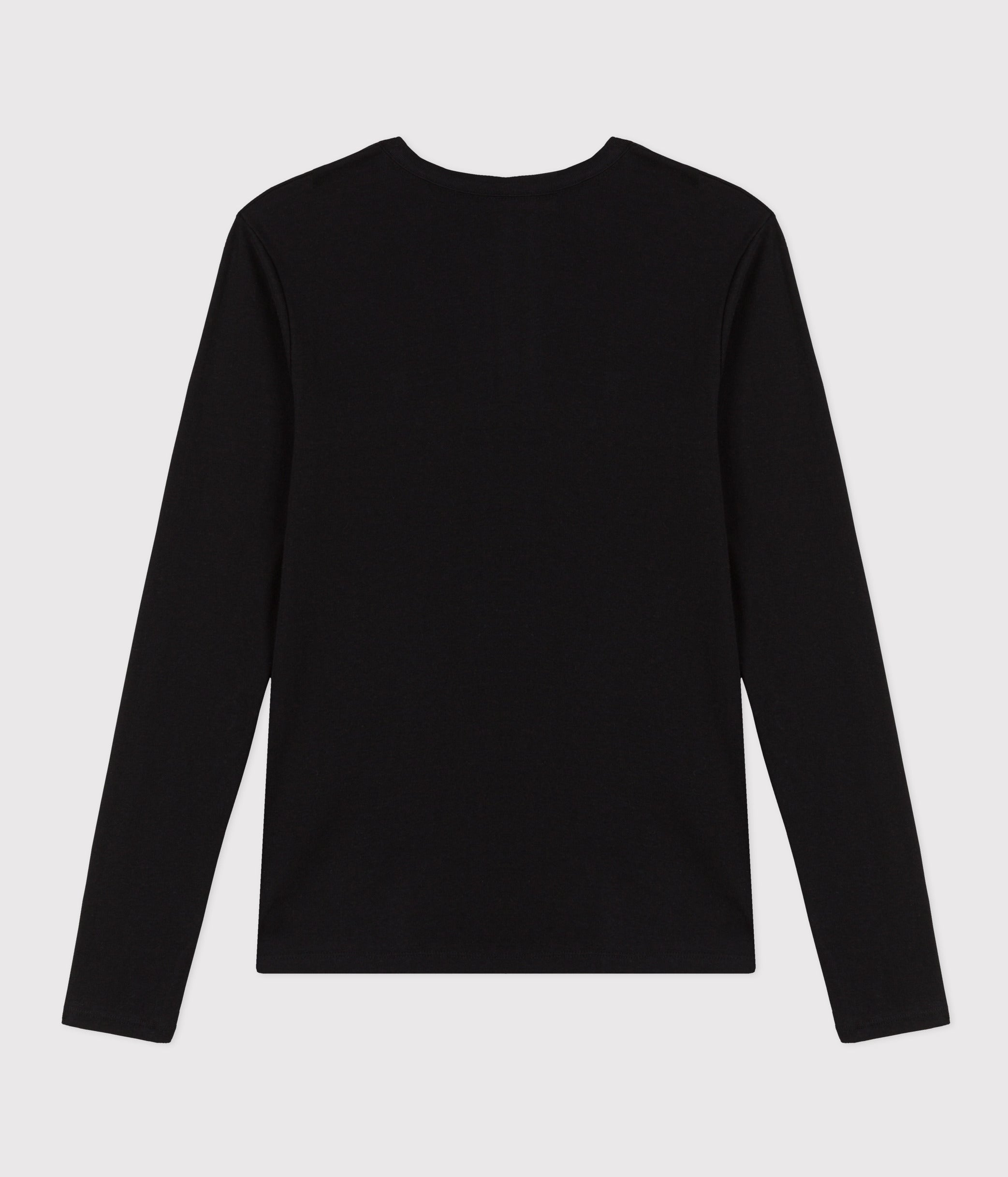 tee-shirt-col-rond-l-iconique-manches-longues-en-côte-unie-femme