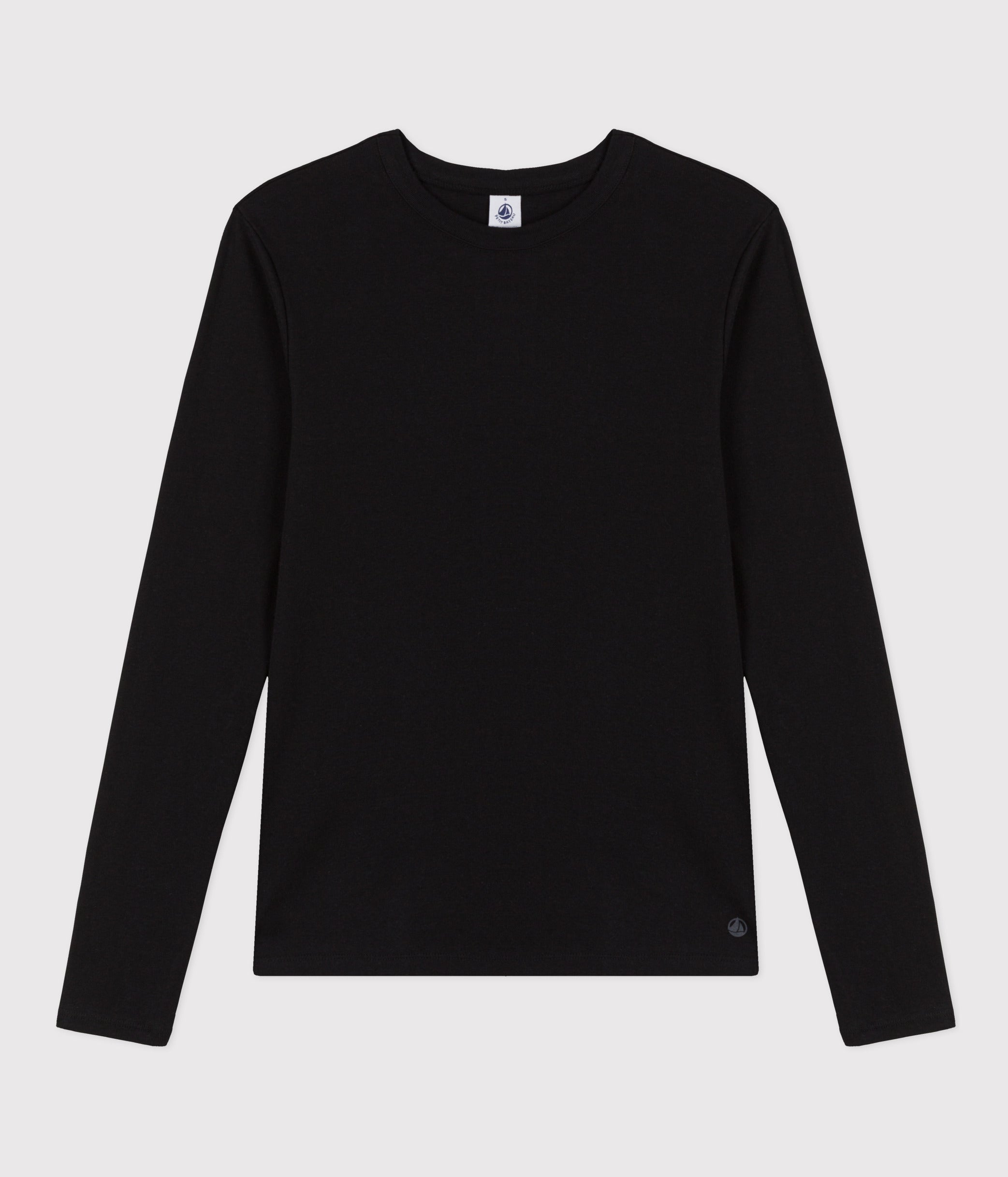 tee-shirt-col-rond-l-iconique-manches-longues-en-côte-unie-femme