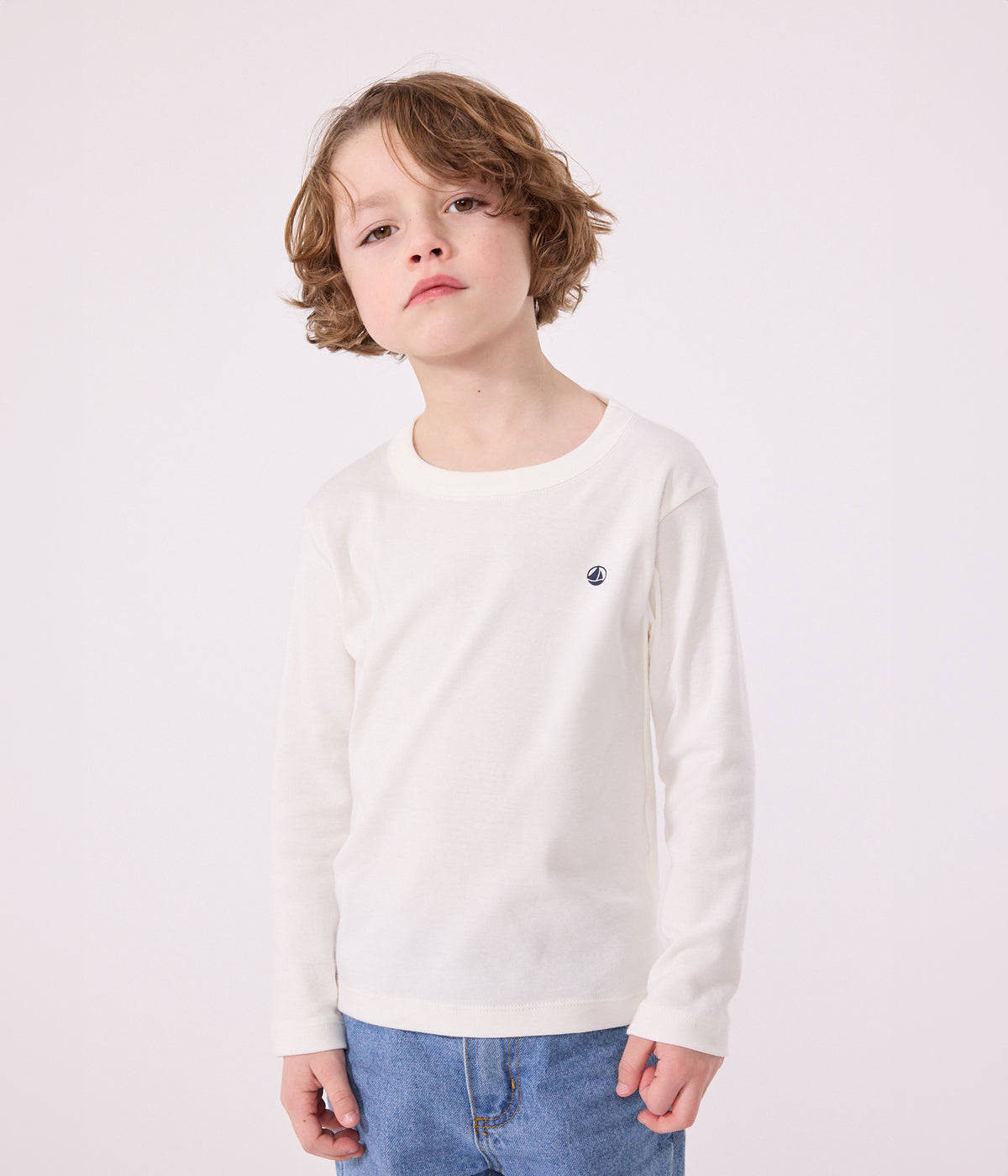 tee-shirt-manches-longues-en-côte-enfant-fille-/-garçon