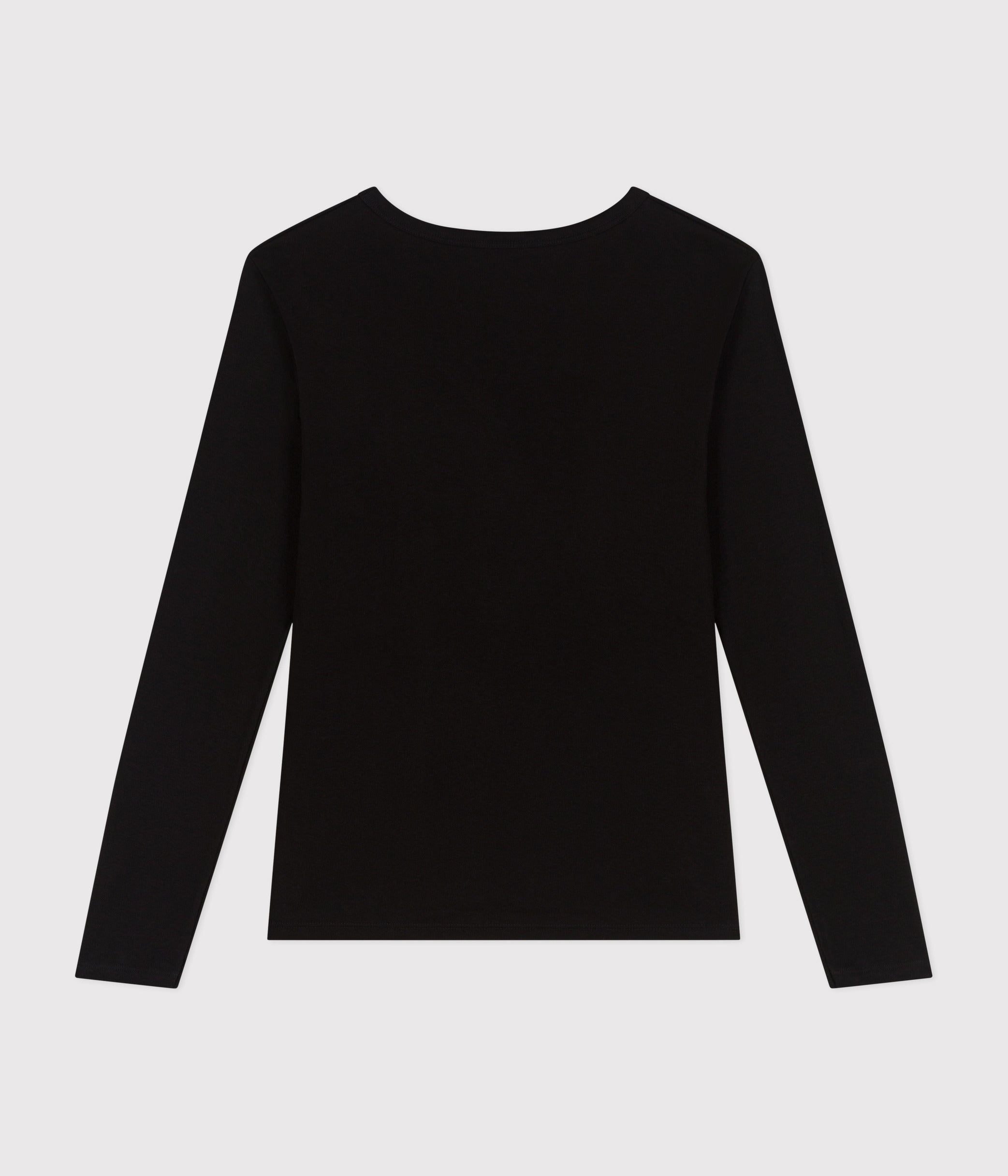 tee-shirt-col-v-l-iconique-manches-longues-en-côte-unie-femme