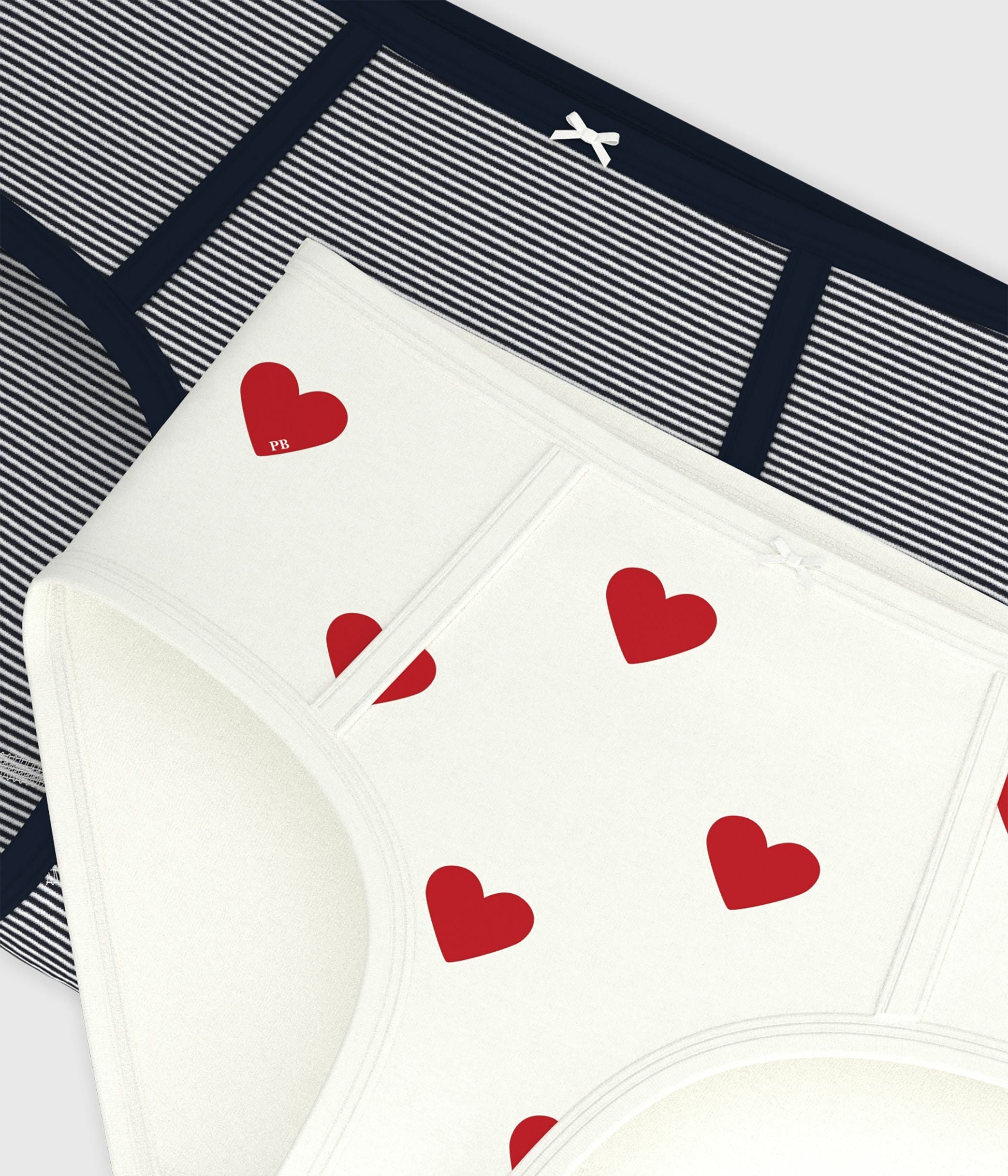 lot-de-2-culottes-taille-haute-cœur-et-rayure-en-coton-femme