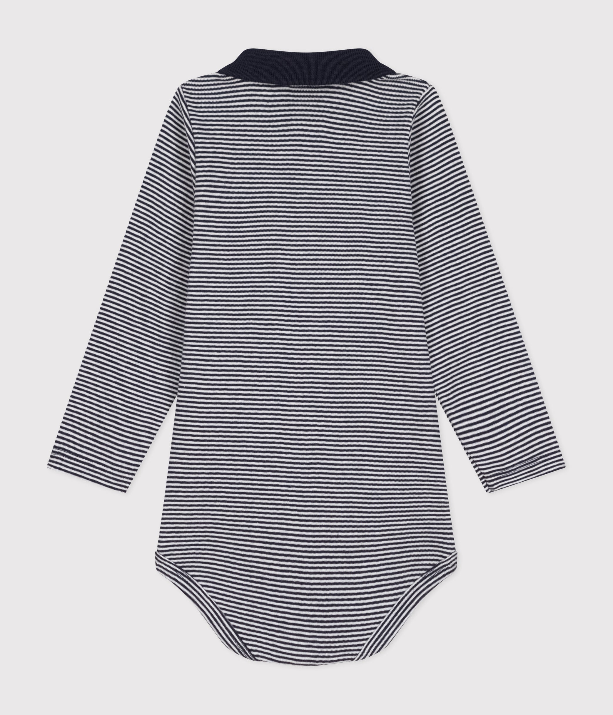 body-manches-longues-rayé-à-col-en-coton-bébé