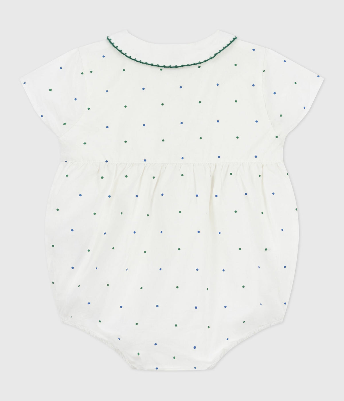 barboteuse-bébé-en-coton-manches-courtes-à-col,-imprimé-à-pois