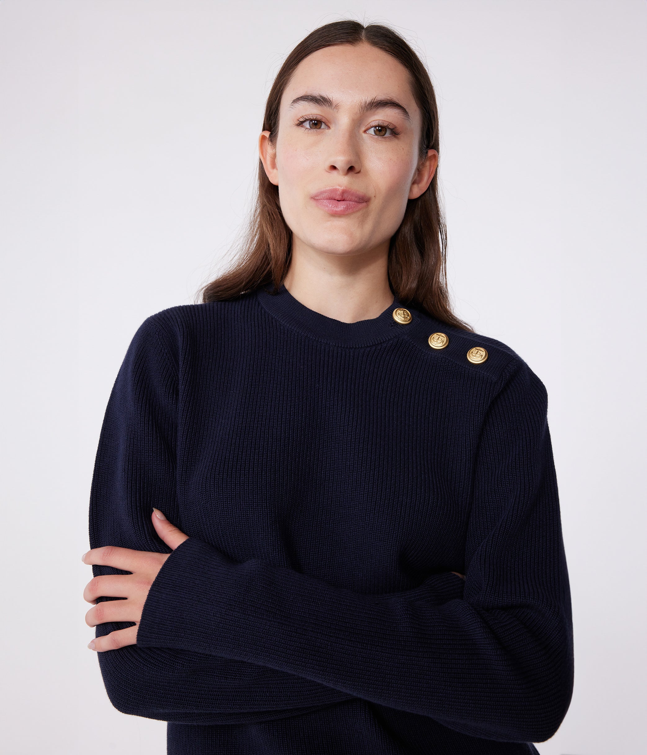pull-marin-femme-en-coton-uni