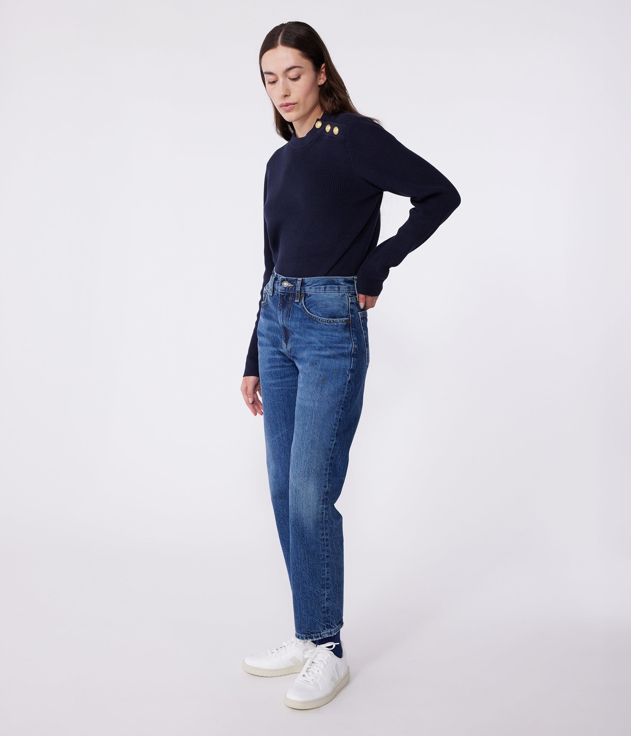 pull-marin-femme-en-coton-uni