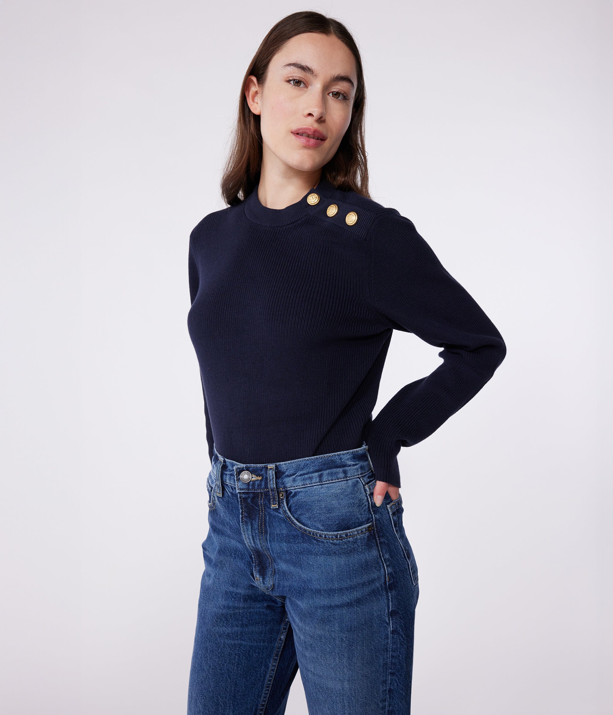 pull-marin-femme-en-coton-uni