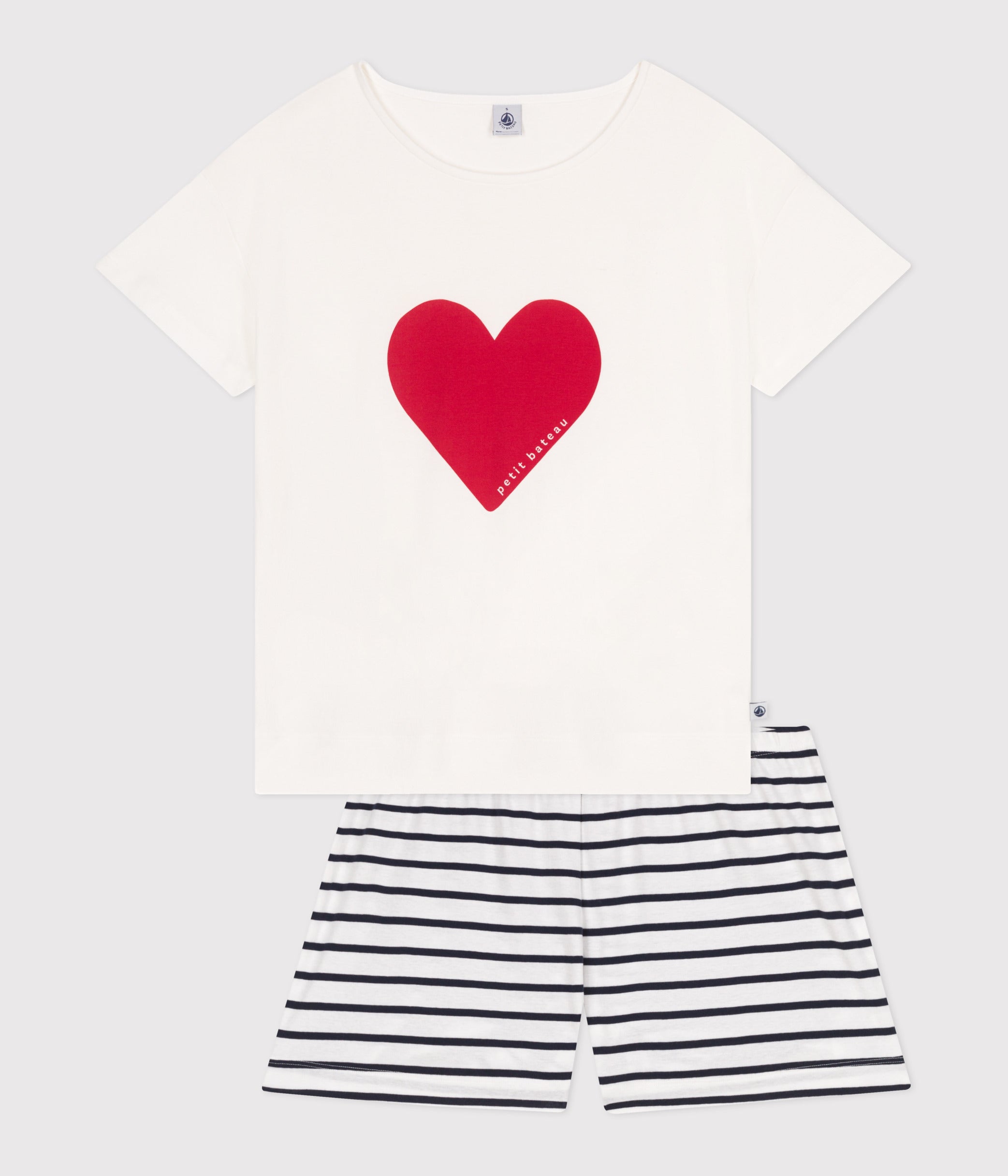 pyjama-short-femme-en-coton-imprimé-cœurs