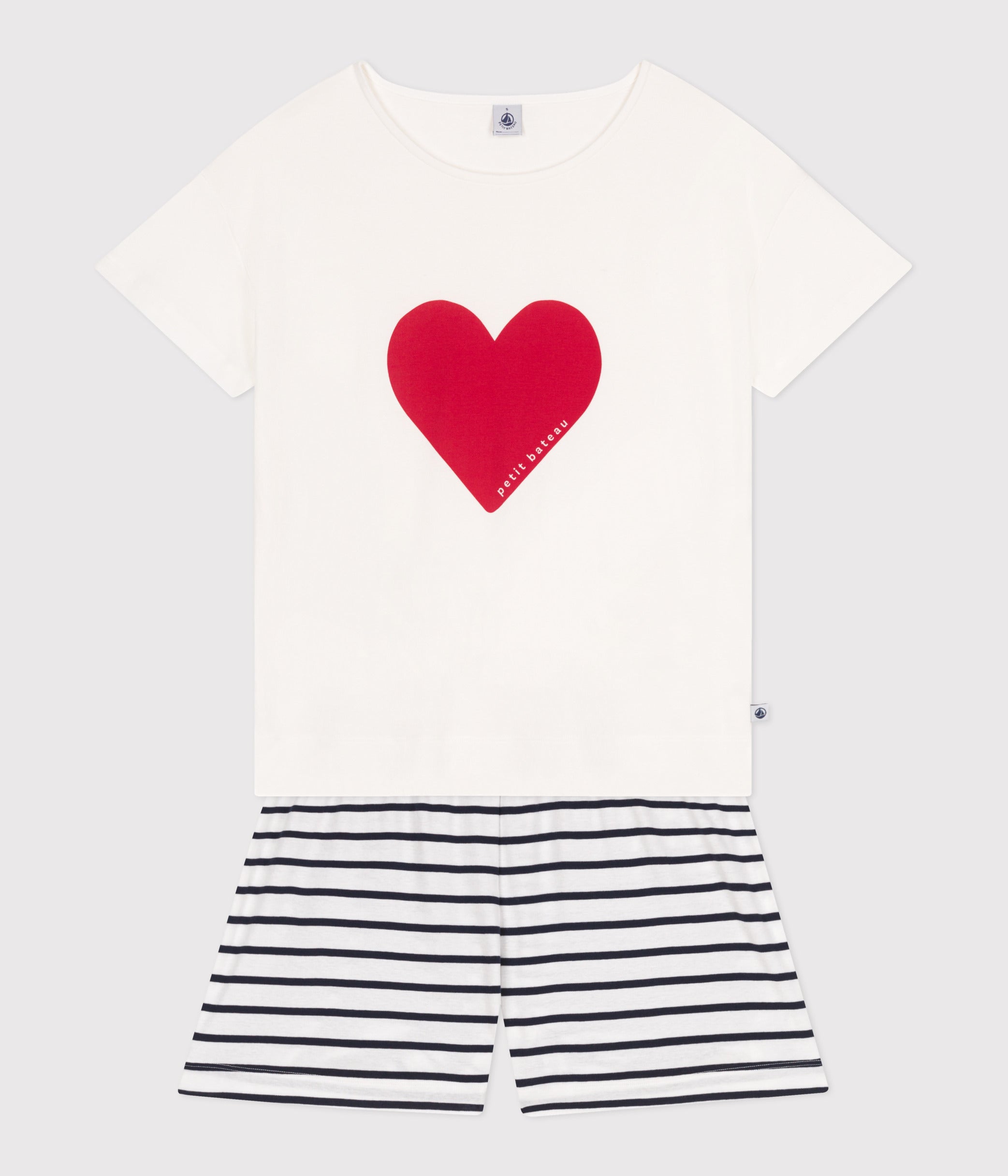 pyjama-short-femme-en-coton-imprimé-cœurs