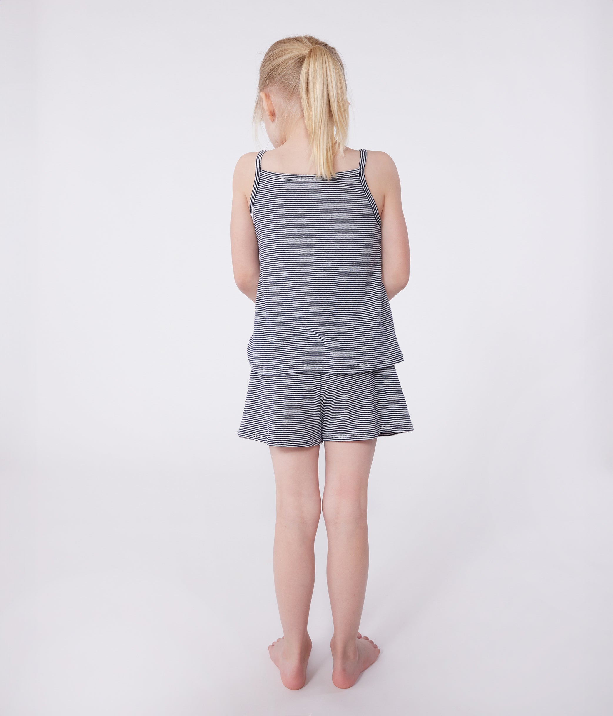 pyjama-short-enfant-en-coton-à-bretelles-à-rayures