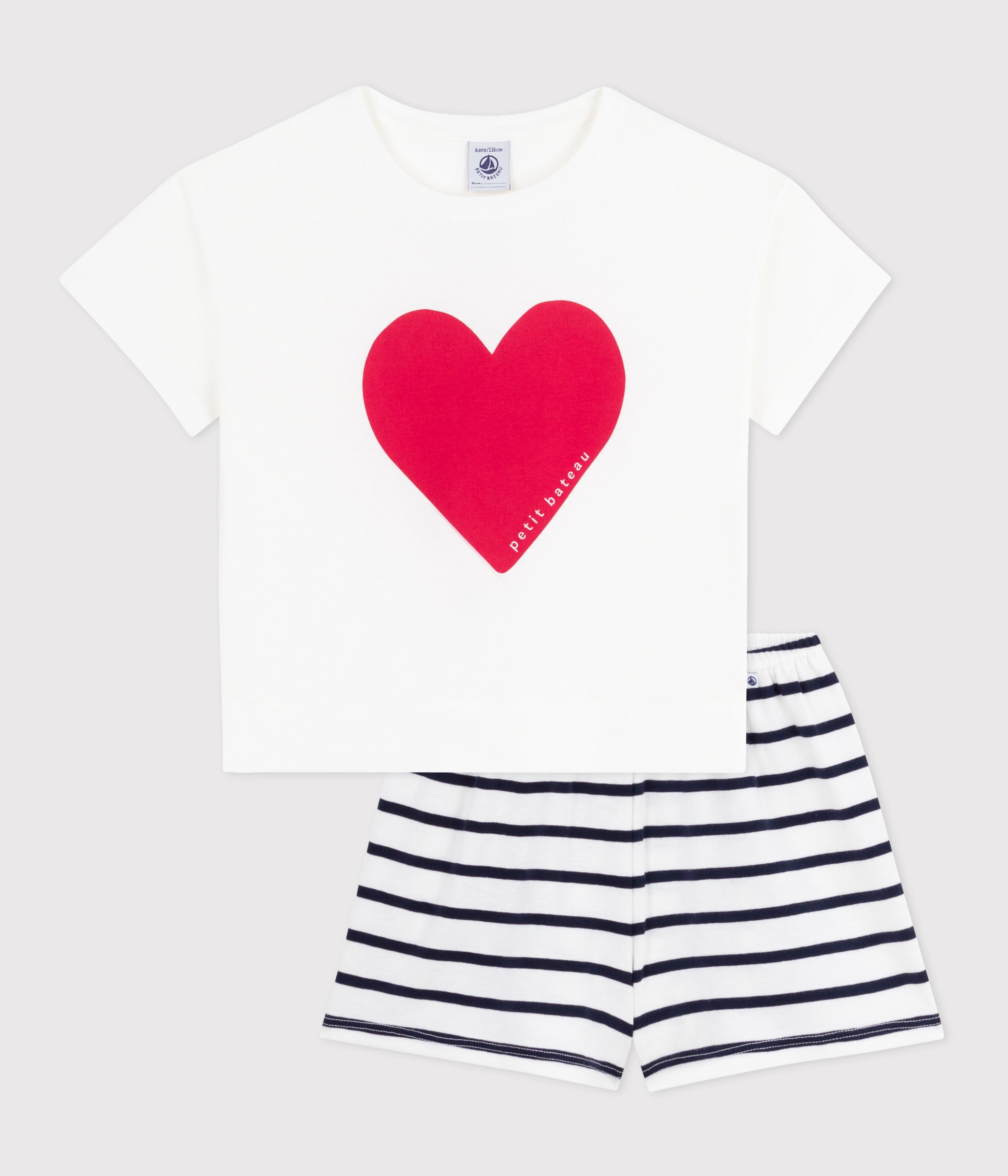 pyjama-short-enfant-en-coton-imprimé-cœur