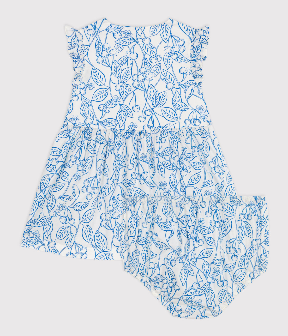 robe-bébé-en-coton-et-son-bloomer,-imprimés-cerises-bleues