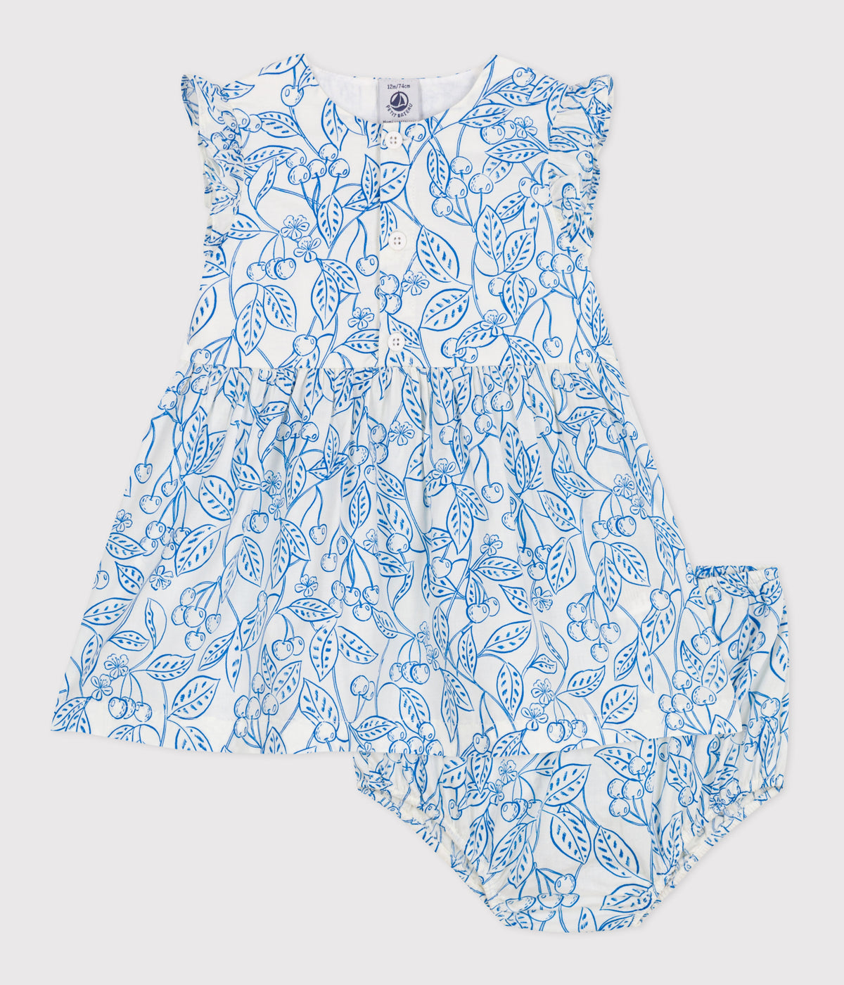 robe-bébé-en-coton-et-son-bloomer,-imprimés-cerises-bleues