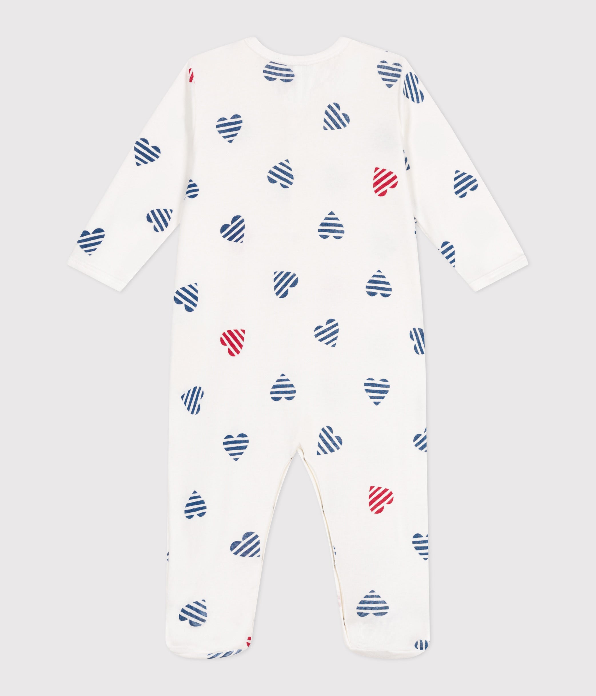 pyjama-bébé-en-coton-cœurs-rayé