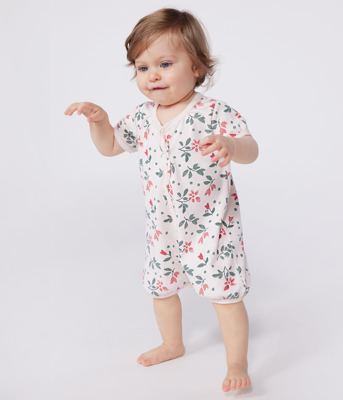 lot-de-2-combinaisons-courtes-bébé-en-coton-fleuri