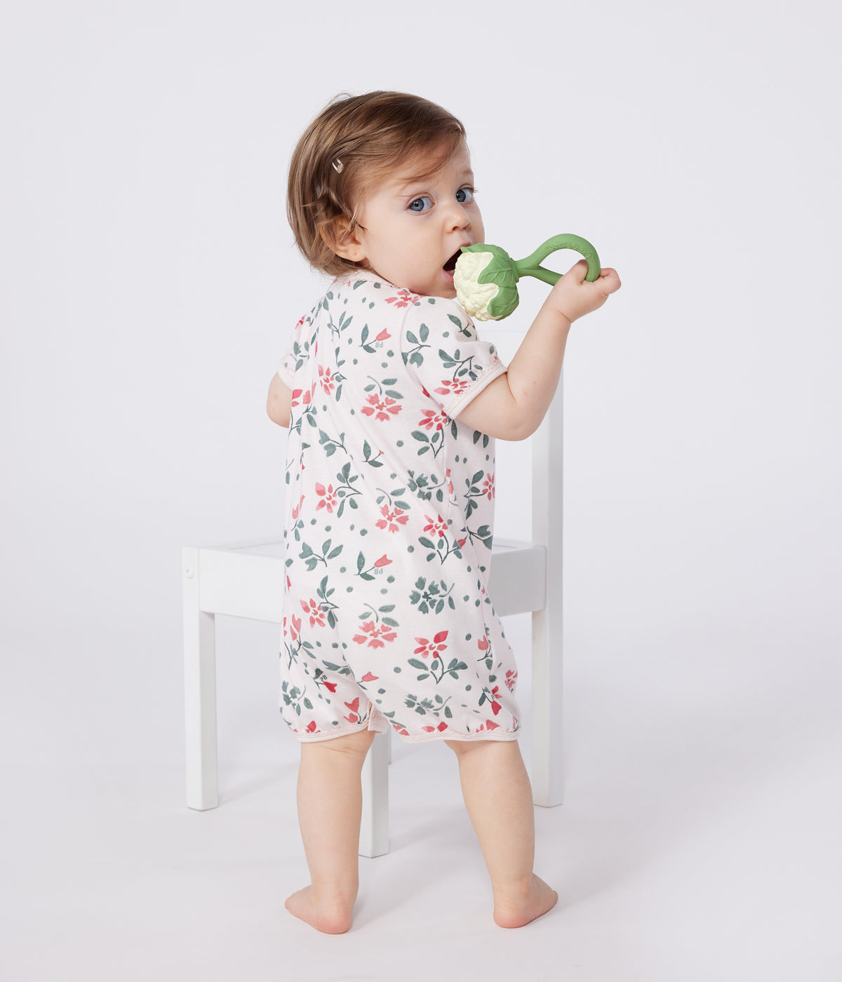 lot-de-2-combinaisons-courtes-bébé-en-coton-fleuri