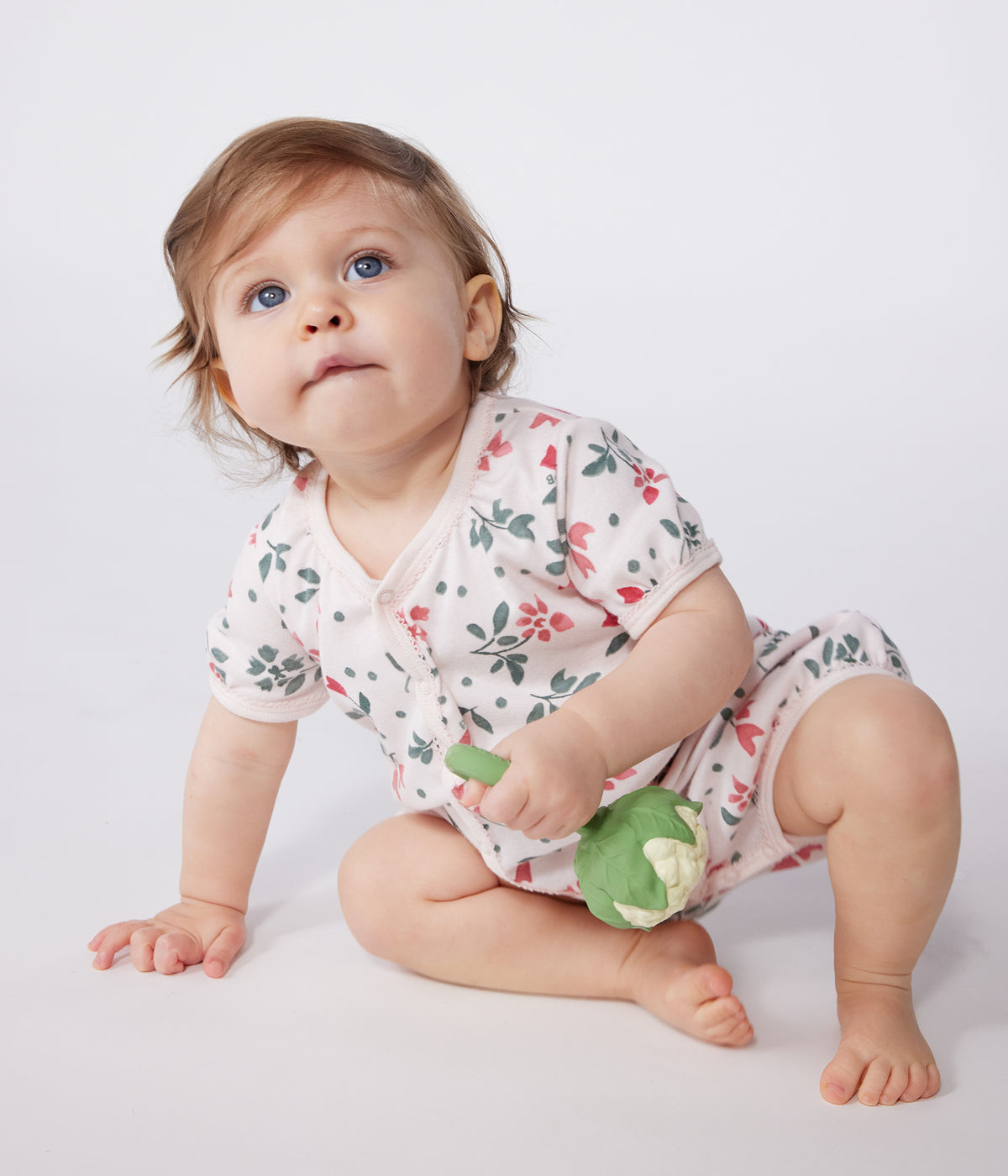 lot-de-2-combinaisons-courtes-bébé-en-coton-fleuri