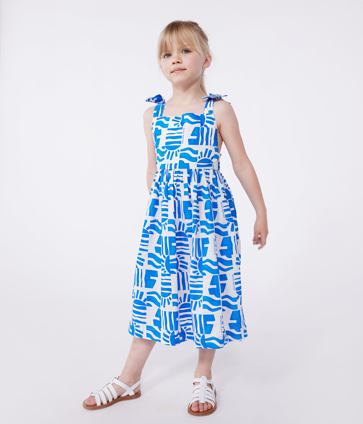 robe-longue-à-bretelles-enfant-en-coton-imprimée