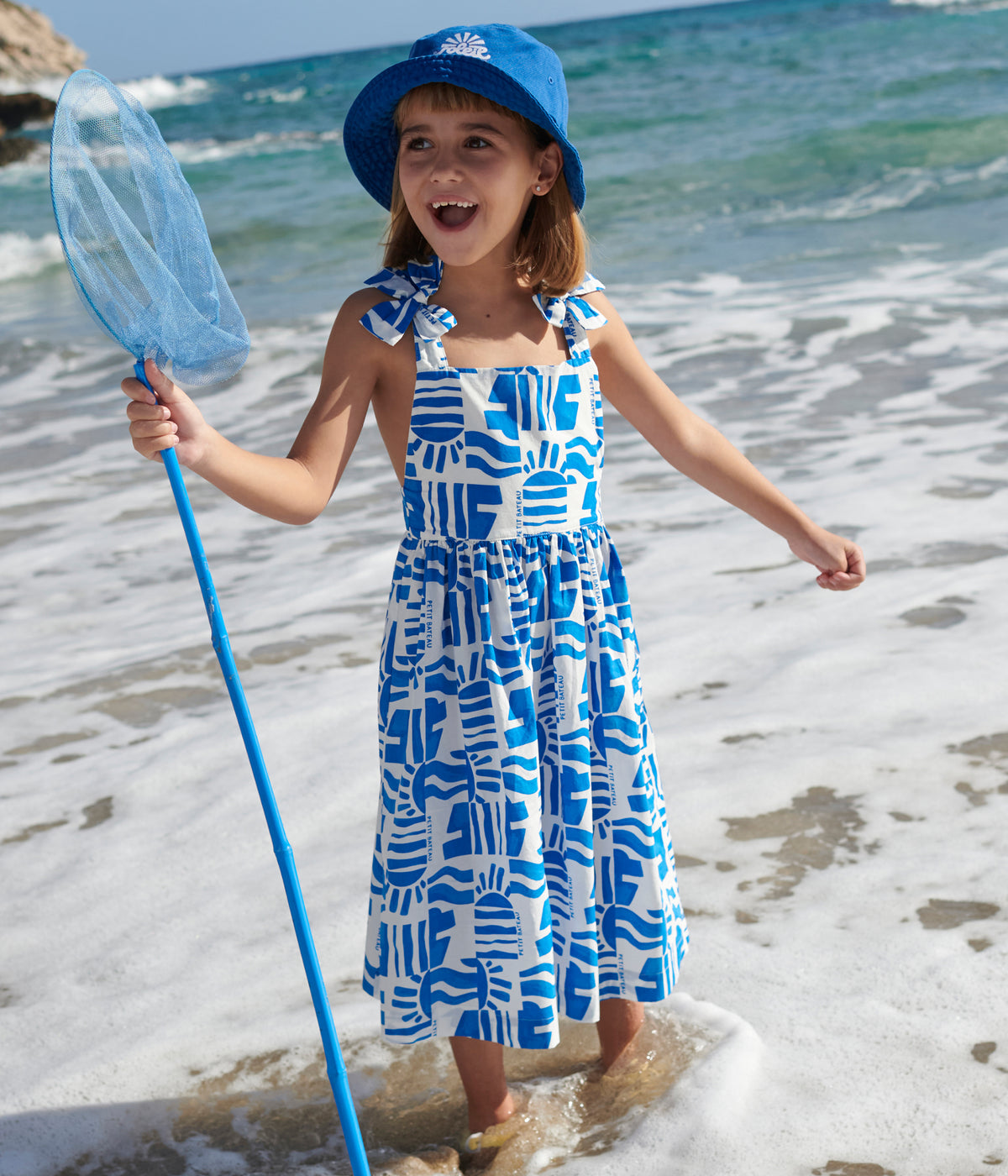 robe-longue-à-bretelles-enfant-en-coton-imprimée