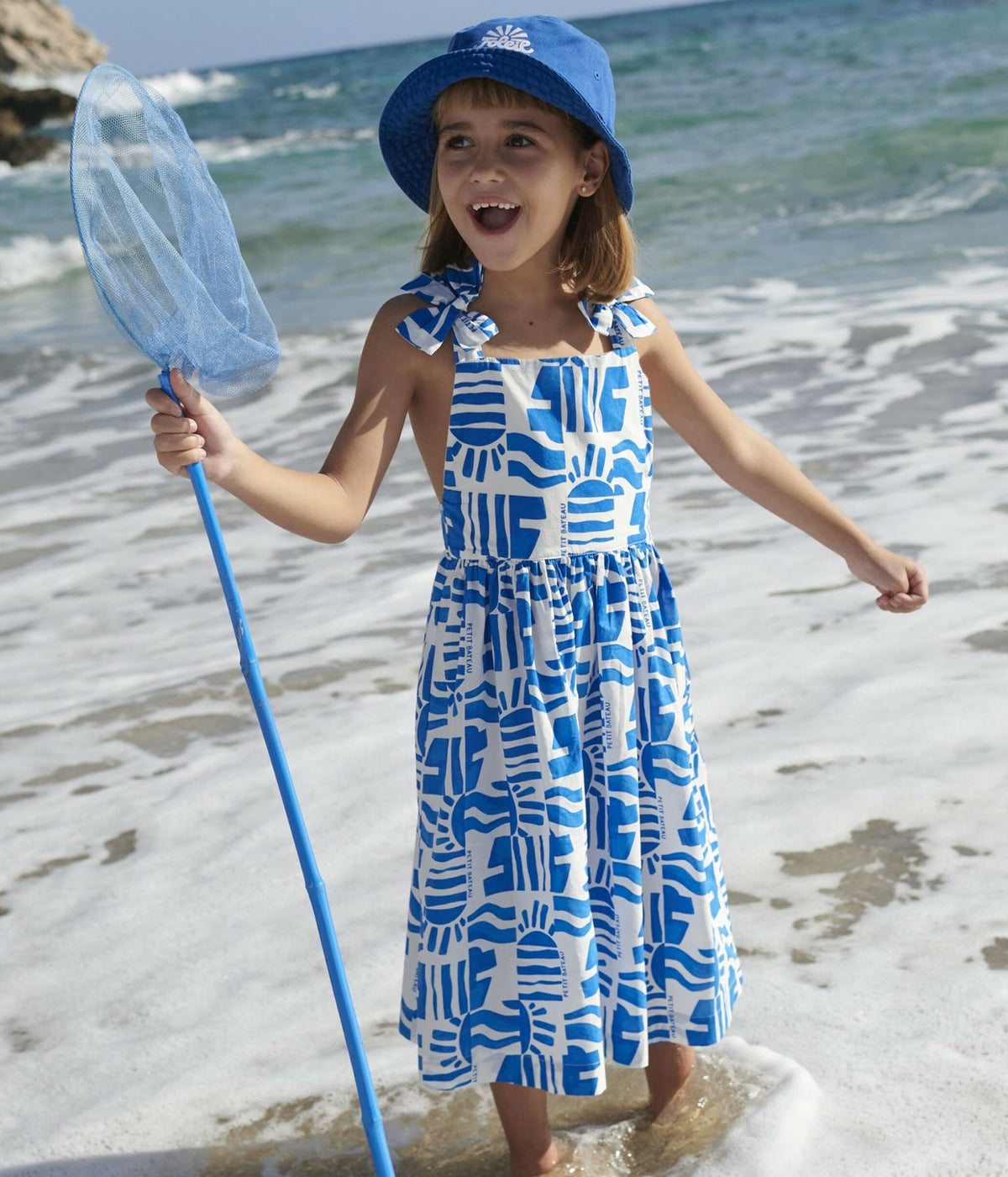 robe-longue-à-bretelles-enfant-en-coton-imprimée