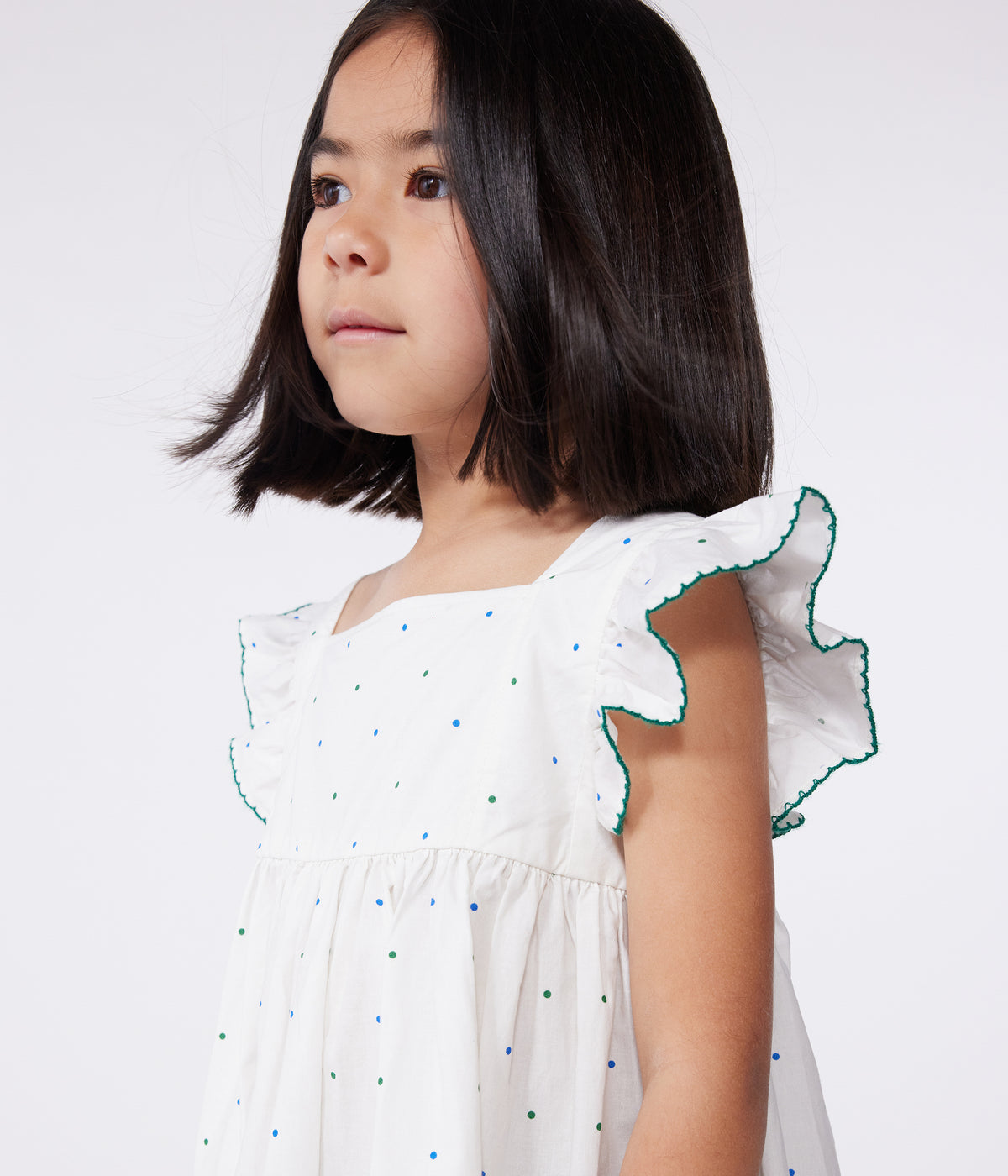 robe-longue-sans-manche-enfant-en-coton-à-pois