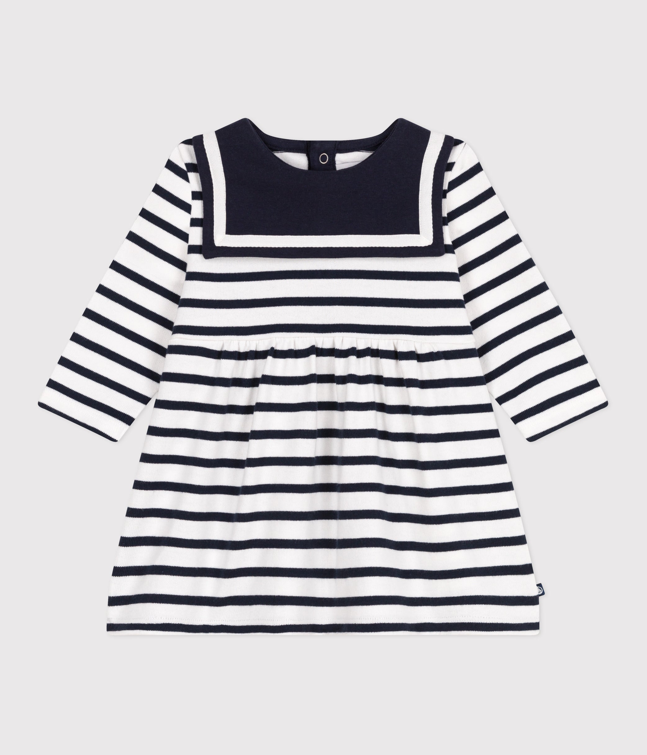 robe-marinière-bébé-en-coton-épais-manches-longues