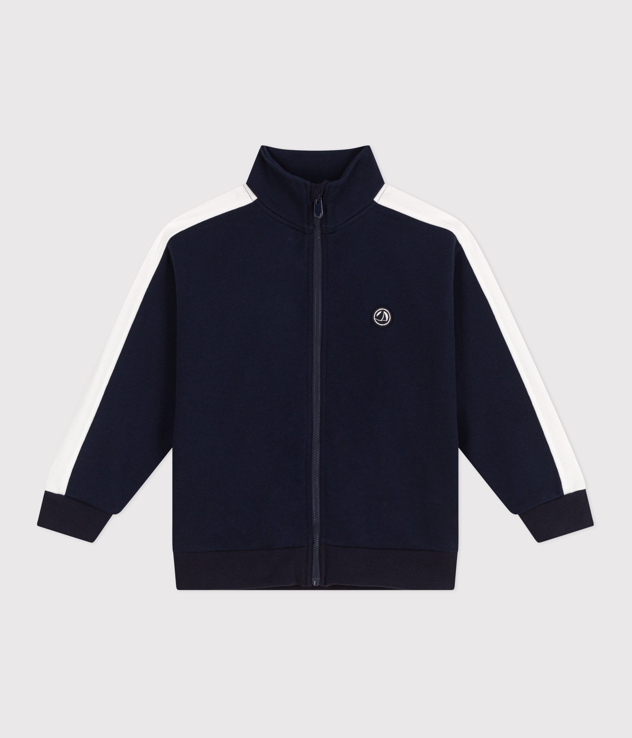 sweatshirt-zippé-col-montant-enfant-en-coton-uni