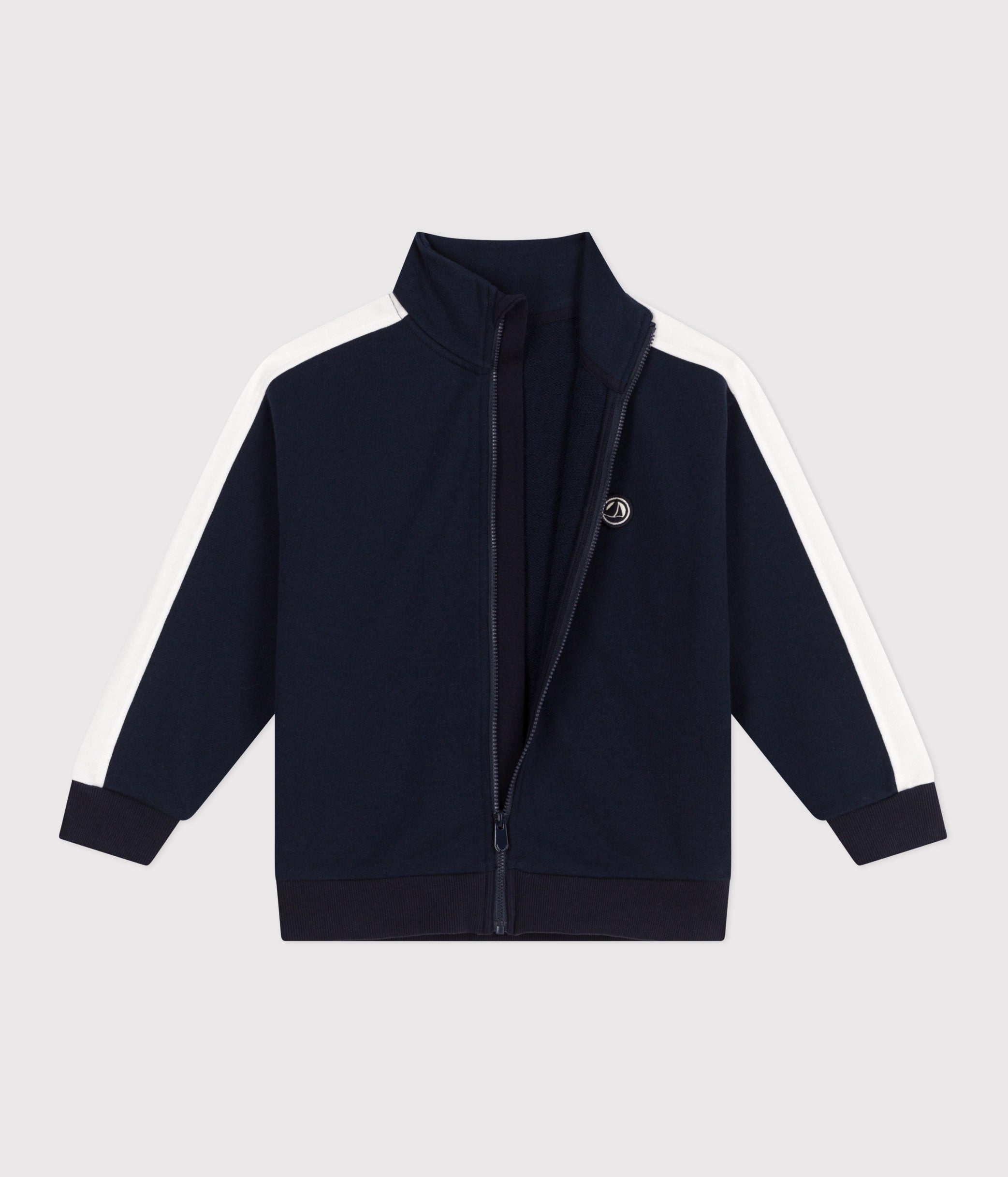 sweatshirt-zippé-col-montant-enfant-en-coton-uni