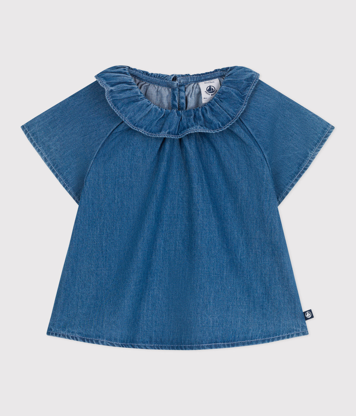 blouse-bébé-en-jean-manches-courtes