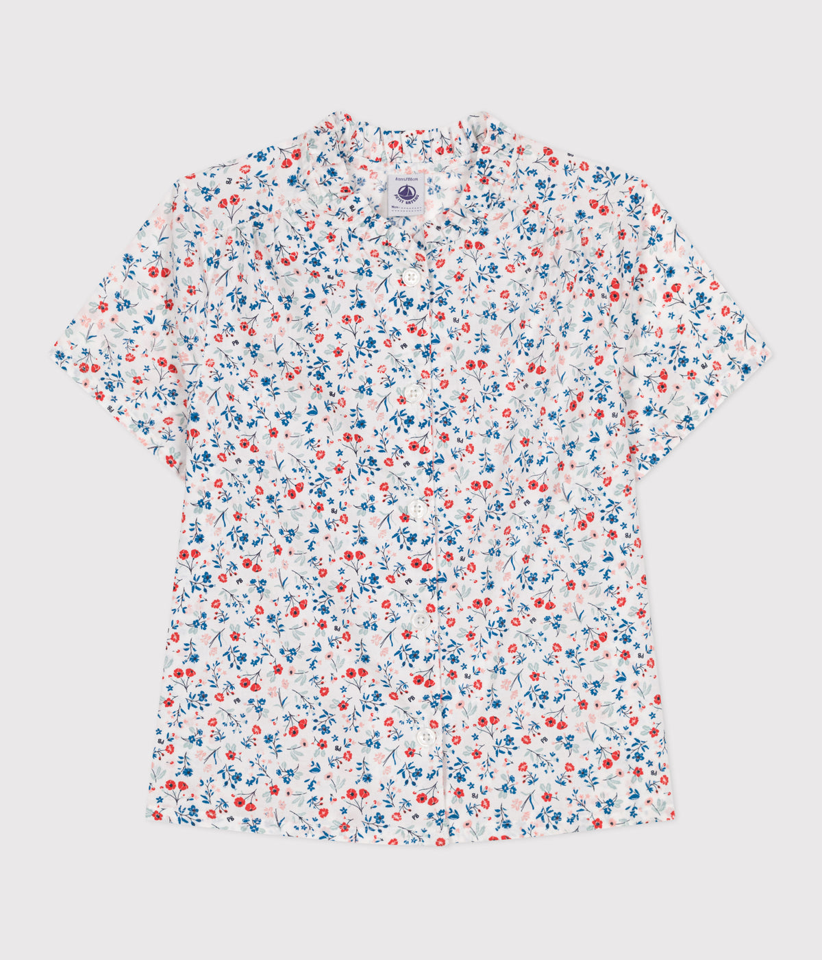 blouse-enfant-en-coton-manches-courtes-fleurie