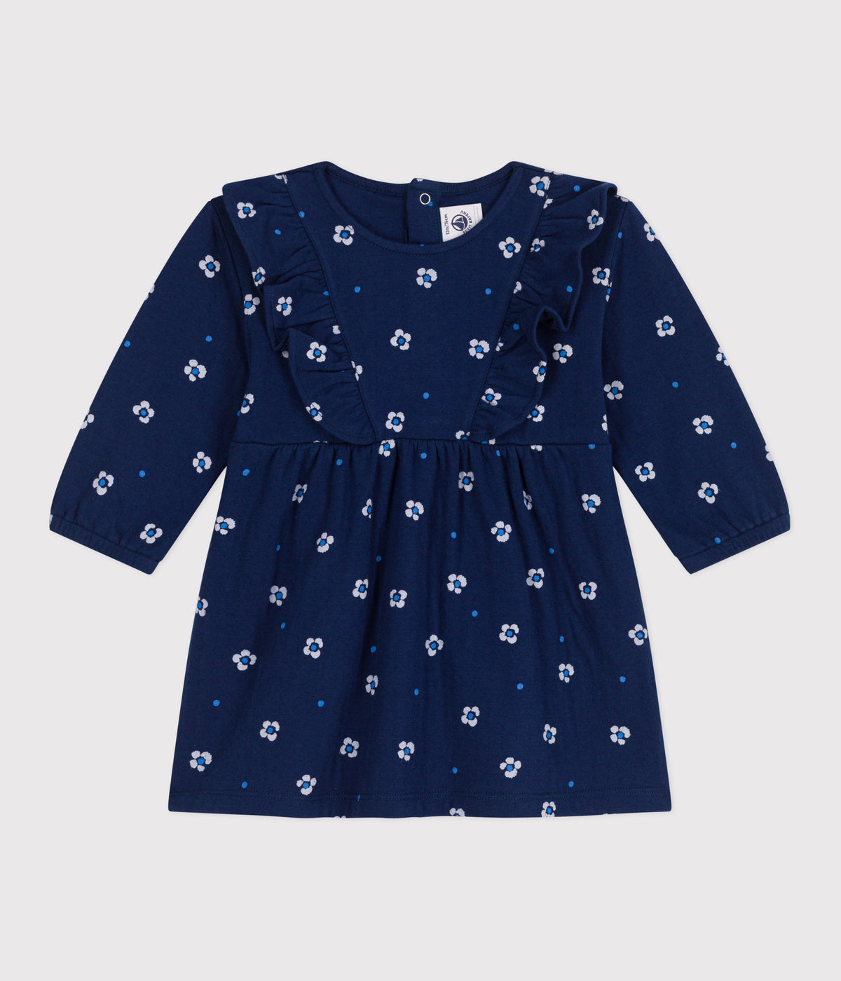 robe-bébé-en-coton-manches-longues-,-imprimée-à-fleurs