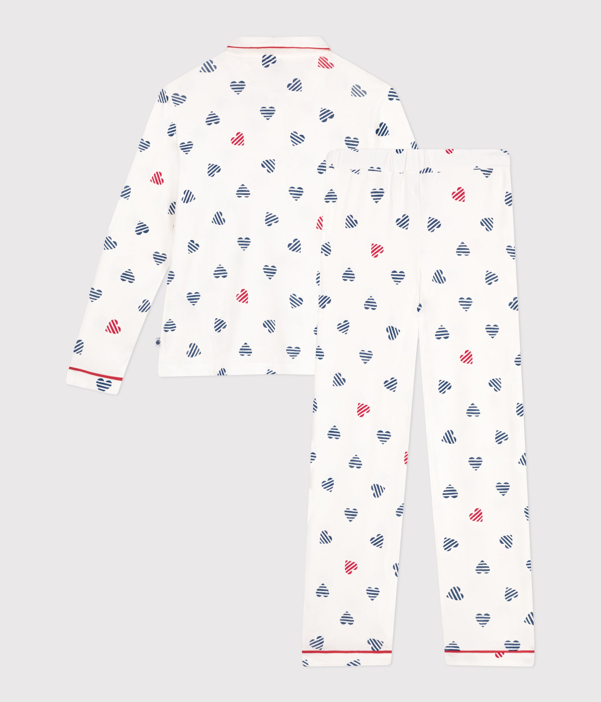 pyjama-femme-en-coton-boutonné-imprimé-cœurs