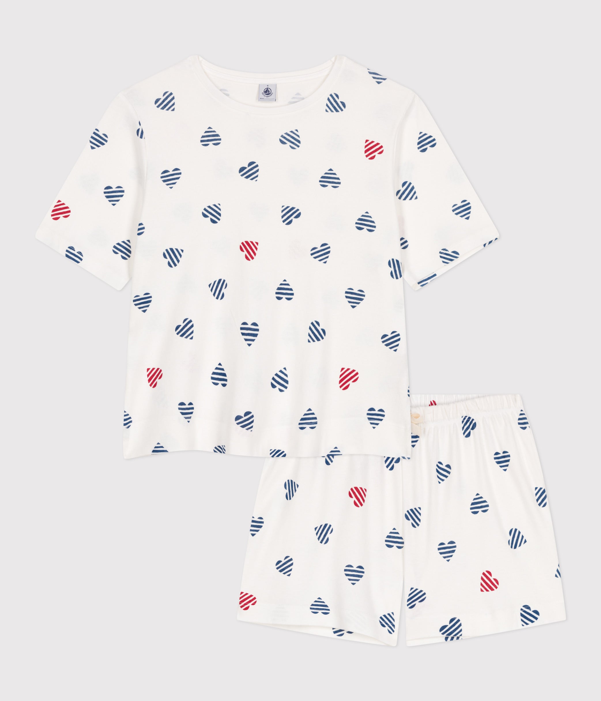 pyjama-short-femme-en-coton-imprimé-coeurs