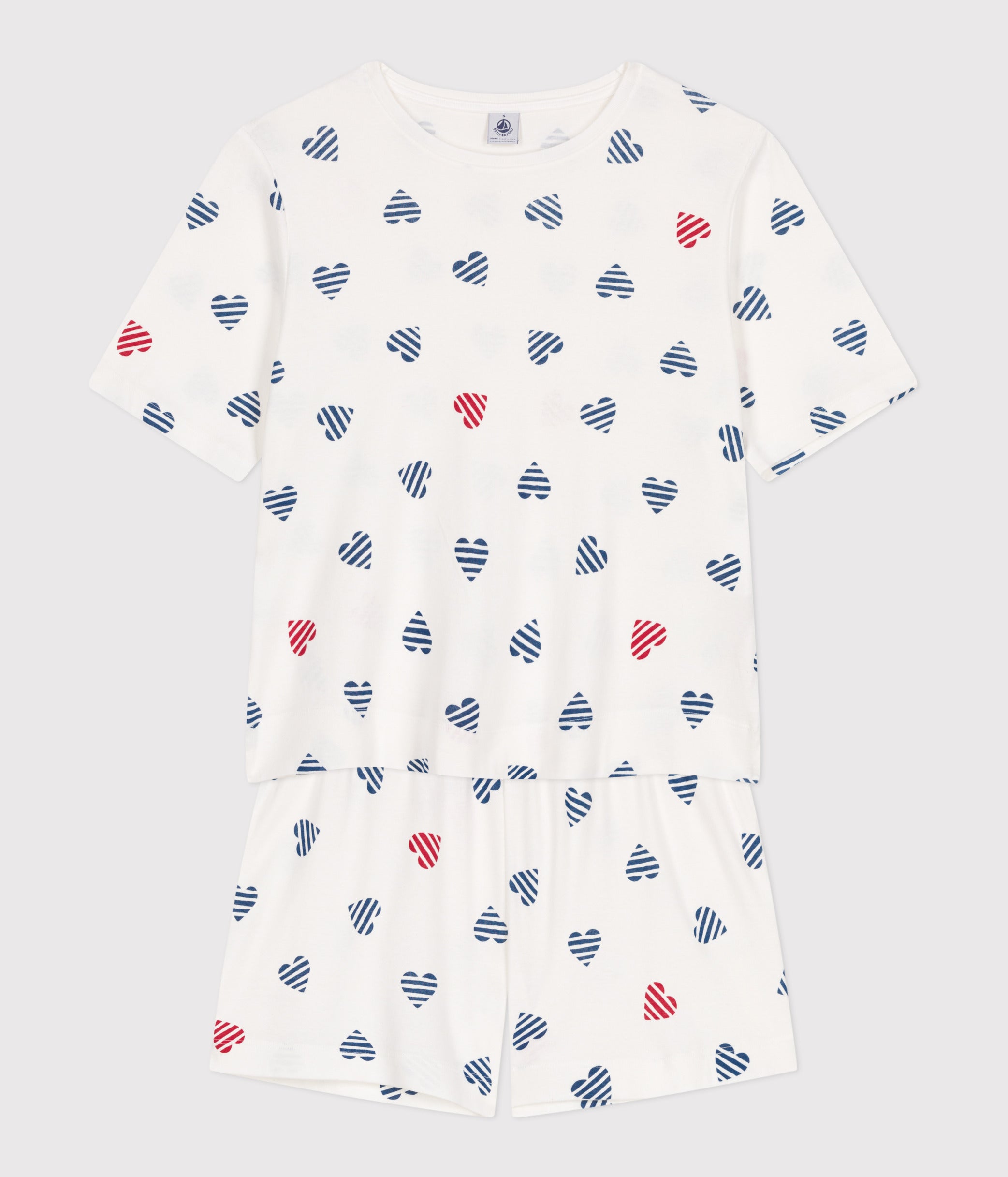 pyjama-short-femme-en-coton-imprimé-coeurs