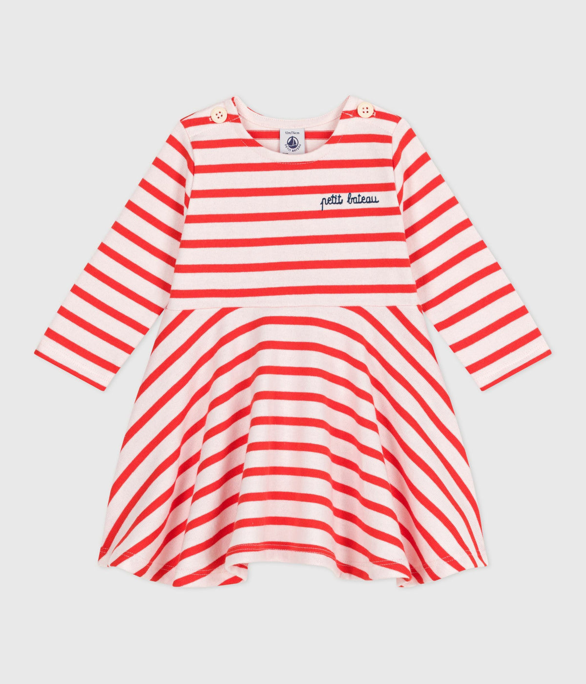 robe-marinière-bébé-en-coton-épais-manches-longues