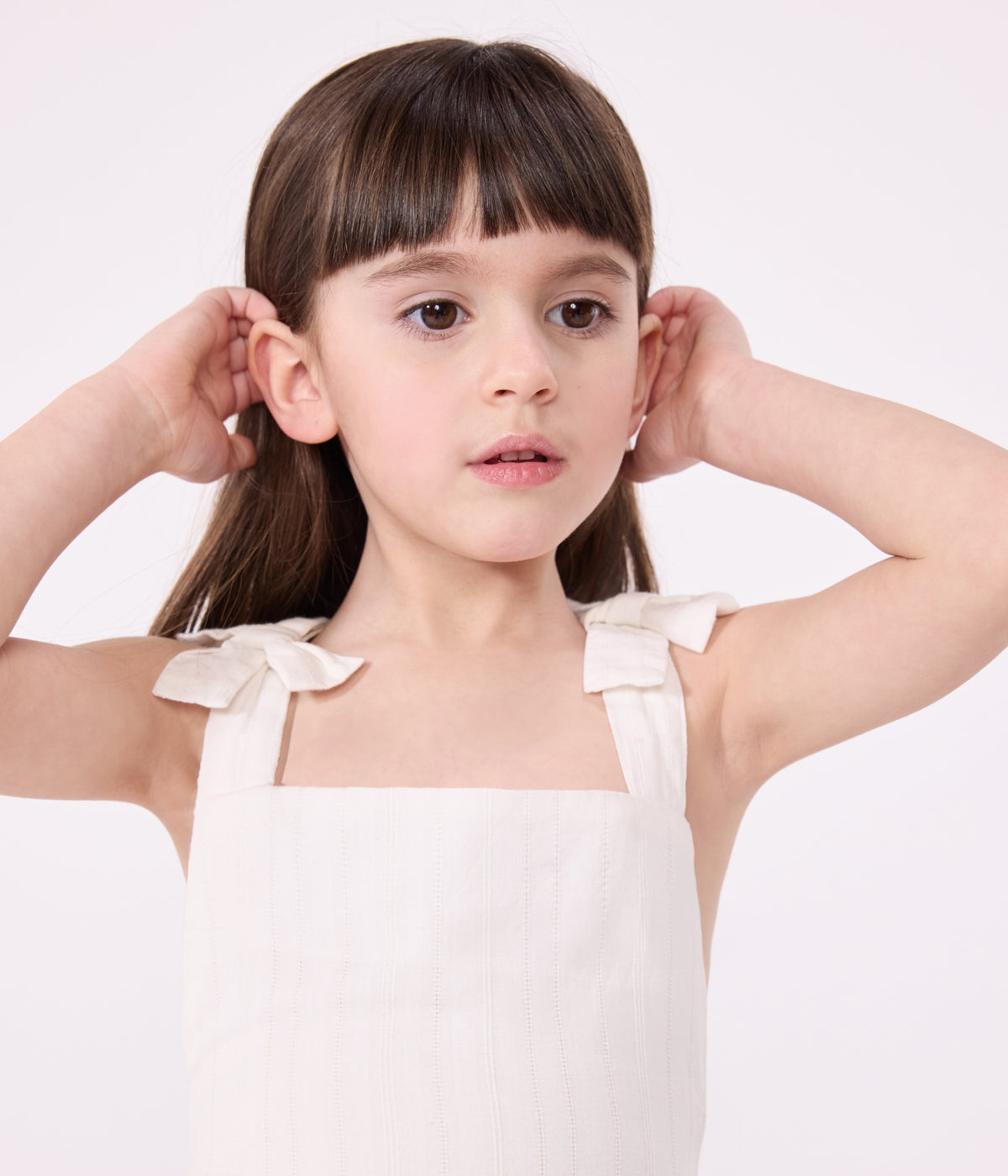 robe-longue-à-bretelles-enfant-en-coton-uni