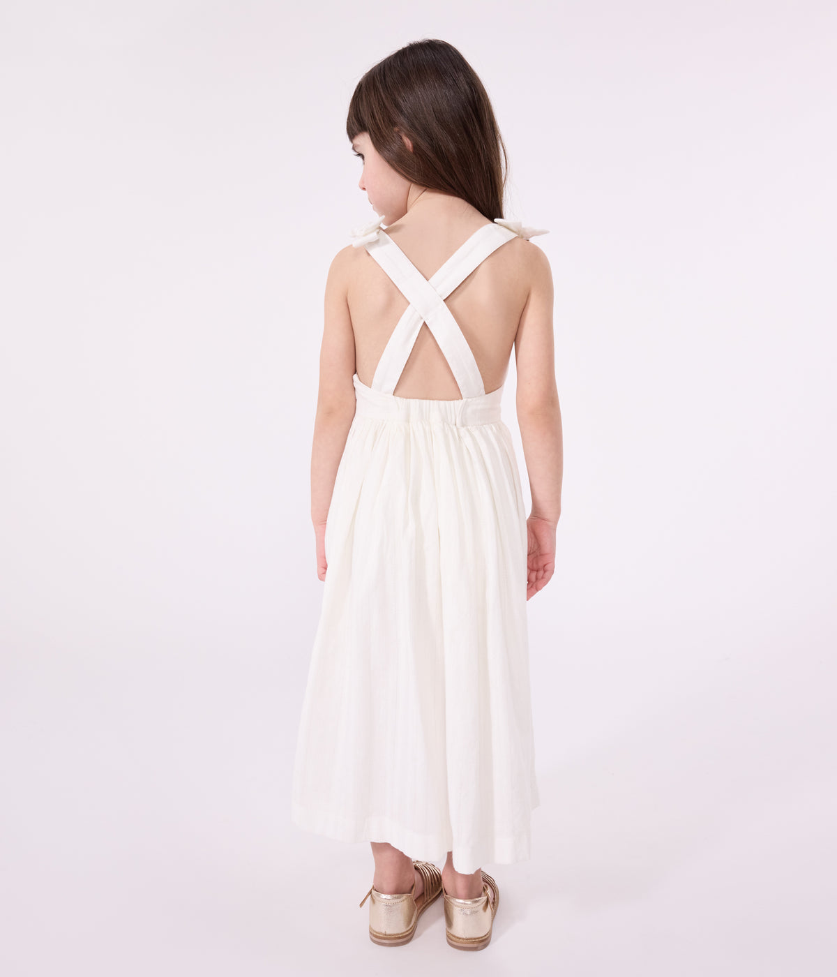 robe-longue-à-bretelles-enfant-en-coton-uni