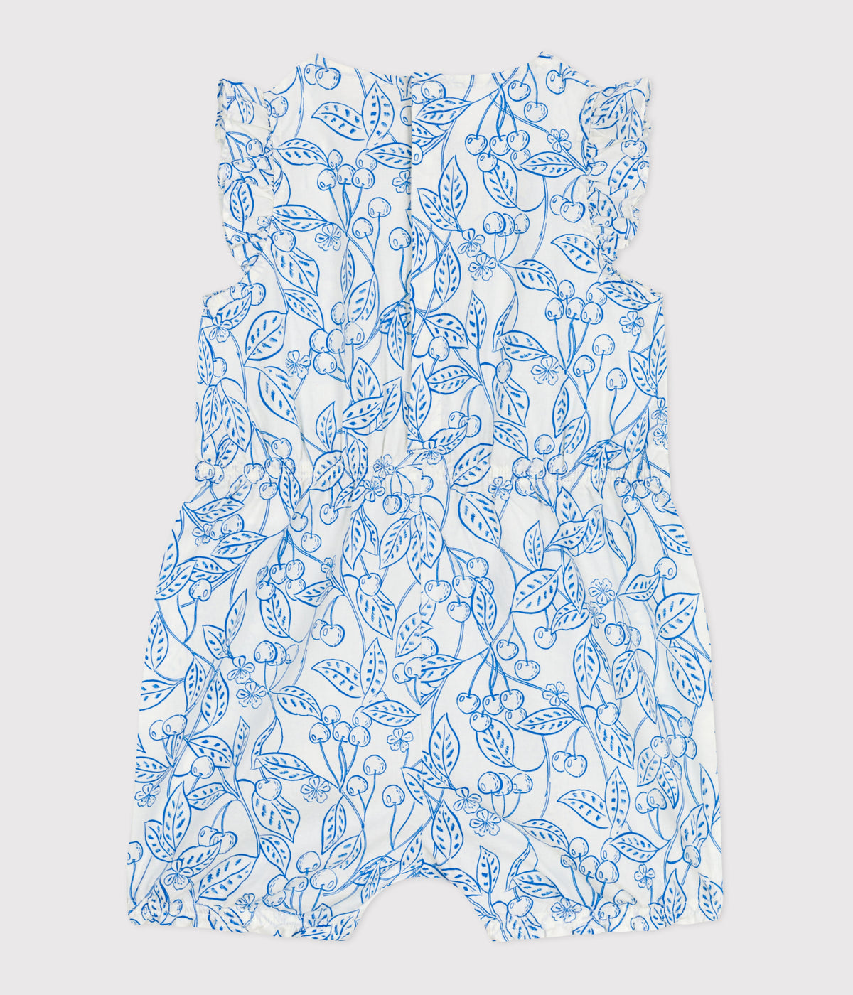 combicourte-bébé-en-coton-sans-manches,-imprimée-cerises-bleues