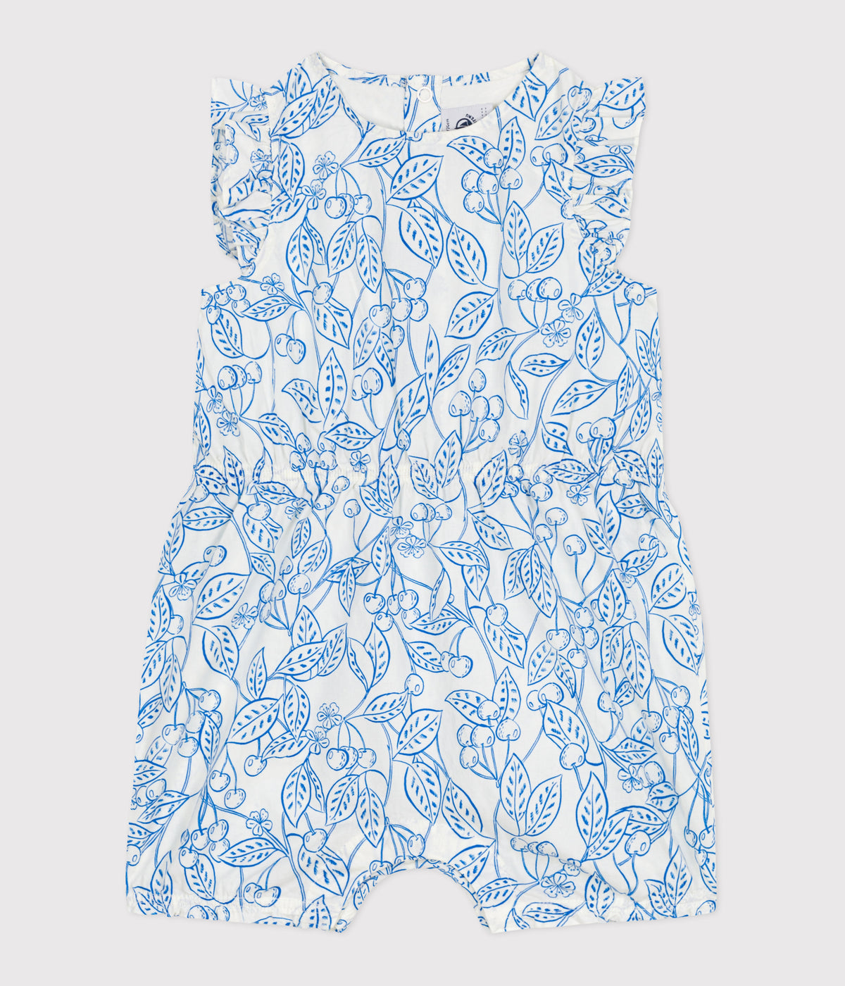 combicourte-bébé-en-coton-sans-manches,-imprimée-cerises-bleues