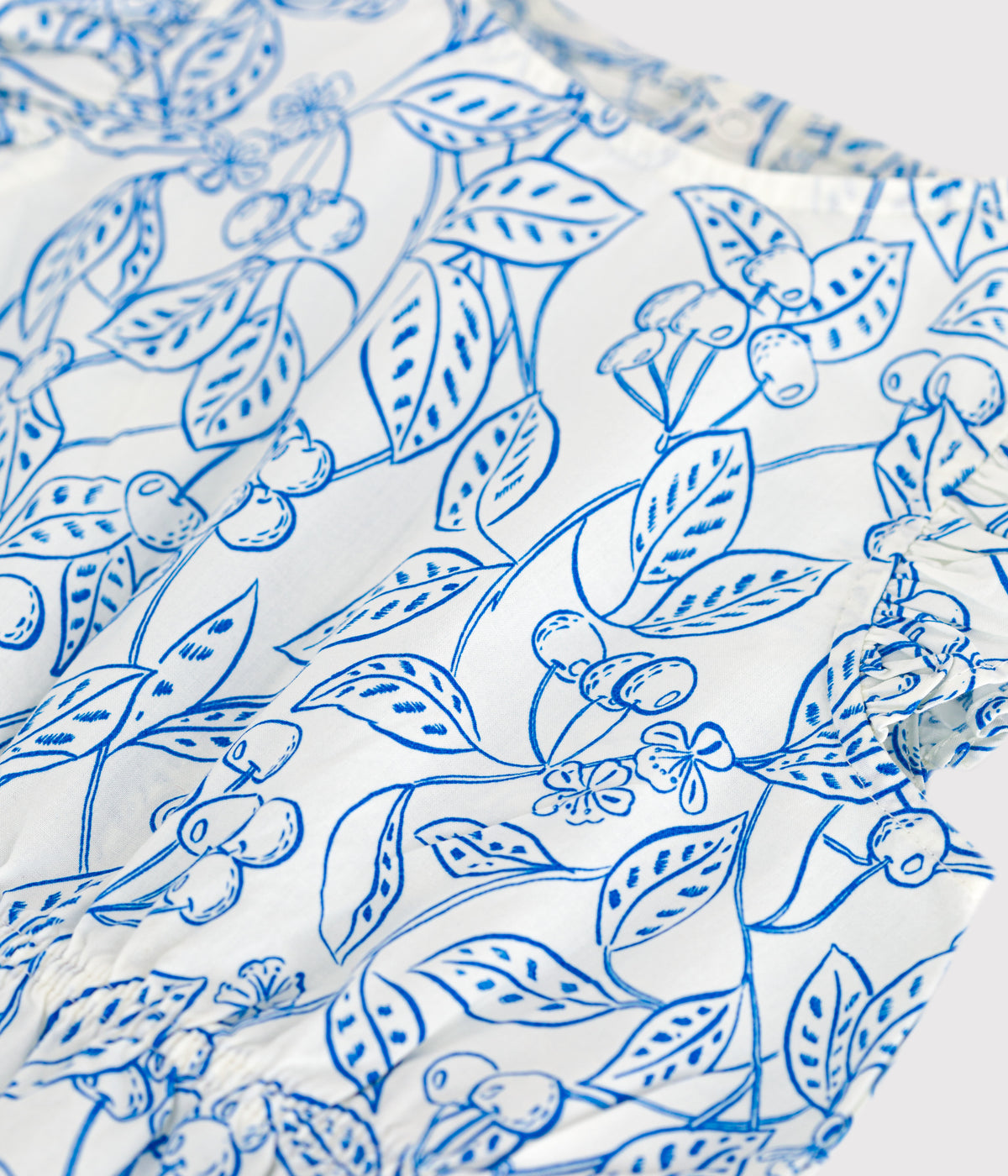 combicourte-bébé-en-coton-sans-manches,-imprimée-cerises-bleues